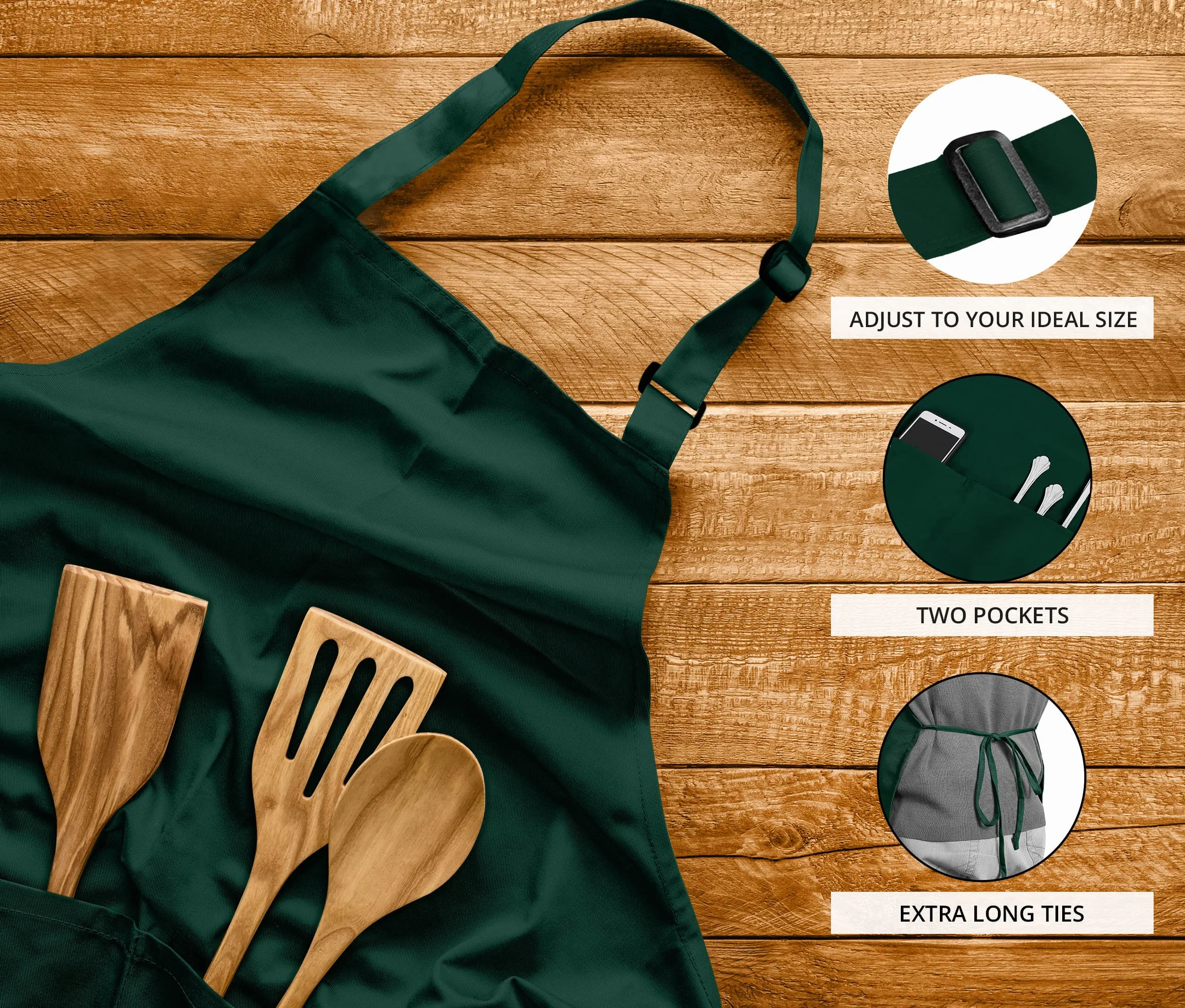 Utopia Kitchen 2 Pack Regulowany fartuch z 2 kieszeniami Fartuchy kuchenne dla kobiet i mężczyzn Szef kuchni
