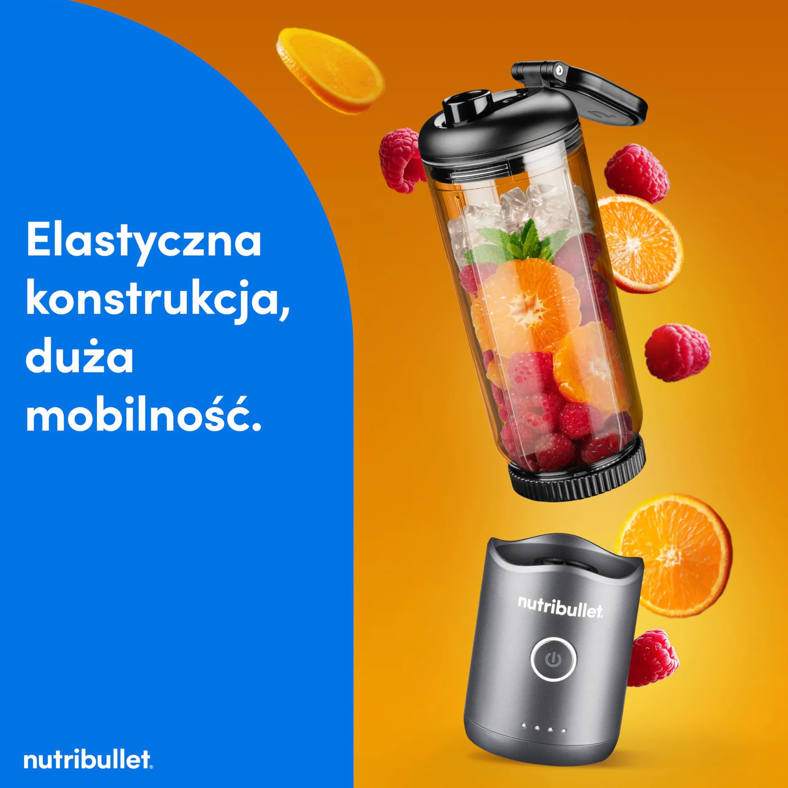 nutribullet Flex 590 ml - Przenośny mikser do smoothie z pokrywką z ustnikiem i uchwytem, siekacz, kruszarka do lodu i mrożonych owoców, USB-C, kubek wolny od BPA, łatwy do czyszczenia, szary