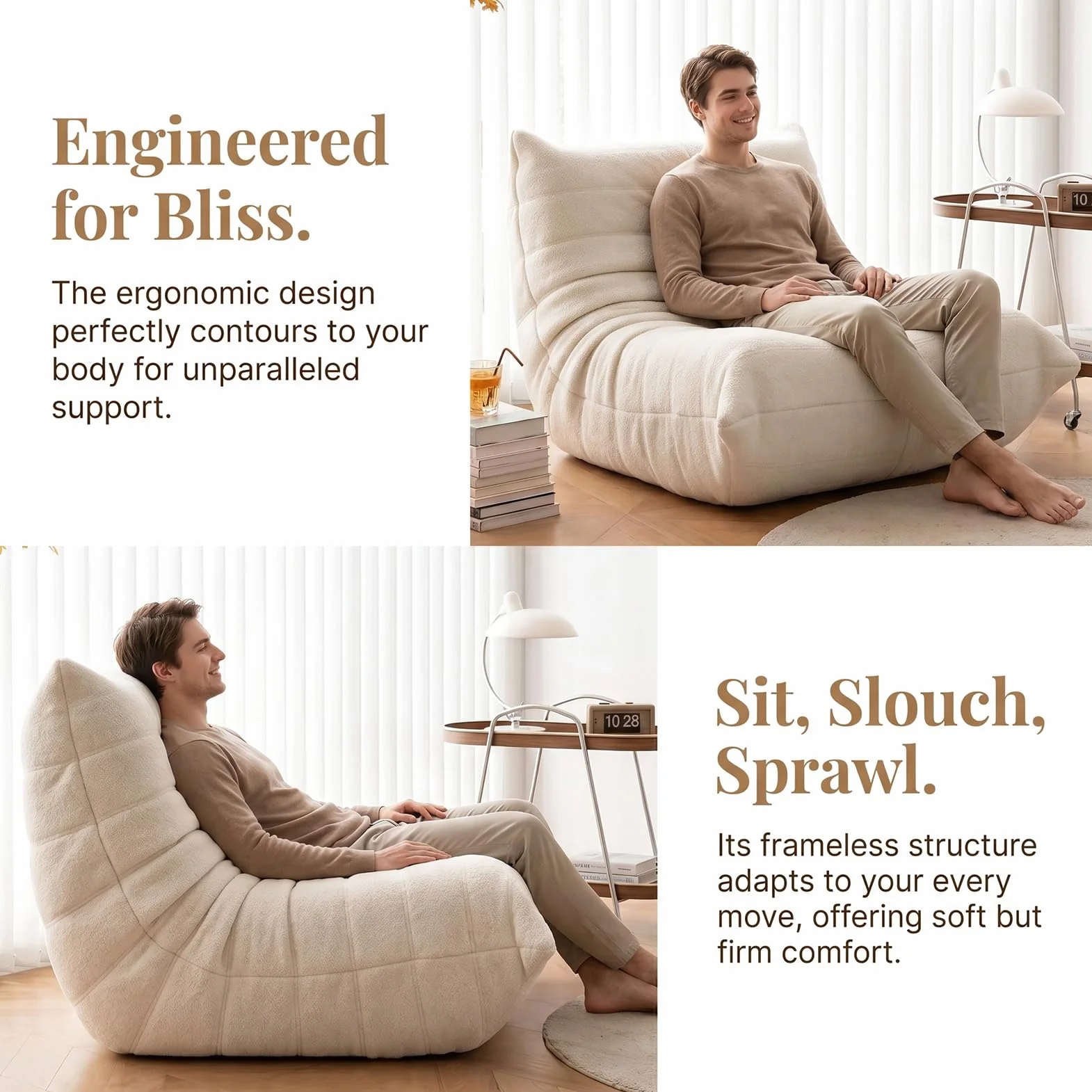 Togo fotel kominkowy, narożne worki do siedzenia, wygodna leniwa sofa podłogowa, fotel wypoczynkowy z pianki o ergonomicznym wzornictwie, do salonu, sypialni, akademika, salonu, biura