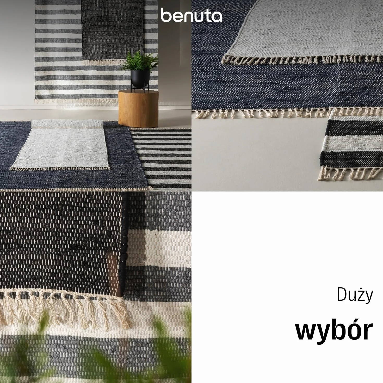 benuta Basic Bawełniany Dywan Tom - Szary/Kremowy 80x250 cm - Ręcznie tkany salon - 100% recykling bawełna - Ogrzewanie podłogowe