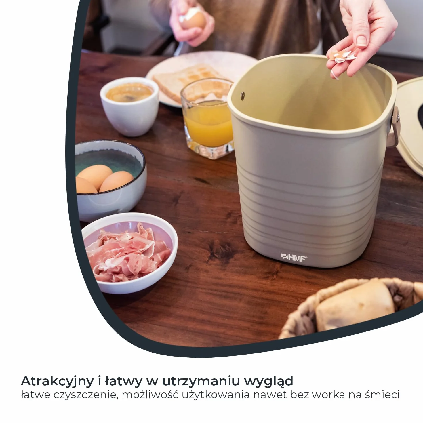 HMF Ekologiczny kosz na odpady kuchenne, bezzapachowy kosz na kompost z pokrywką, 3 litry, czarny