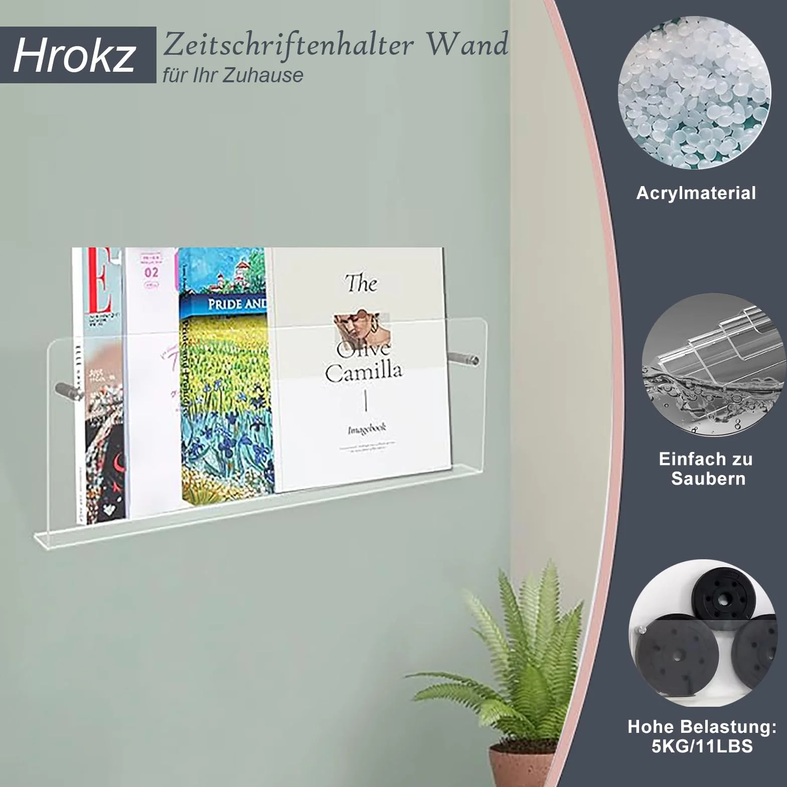 Instalacja klejenia lub wiercenia ścian regałów magazynowych,80cm przezroczysty akrylowy stojak na gazety z kołkami wkrętami samoprzylepnymi, Nowoczesna ścianka na czasopisma do łazienki