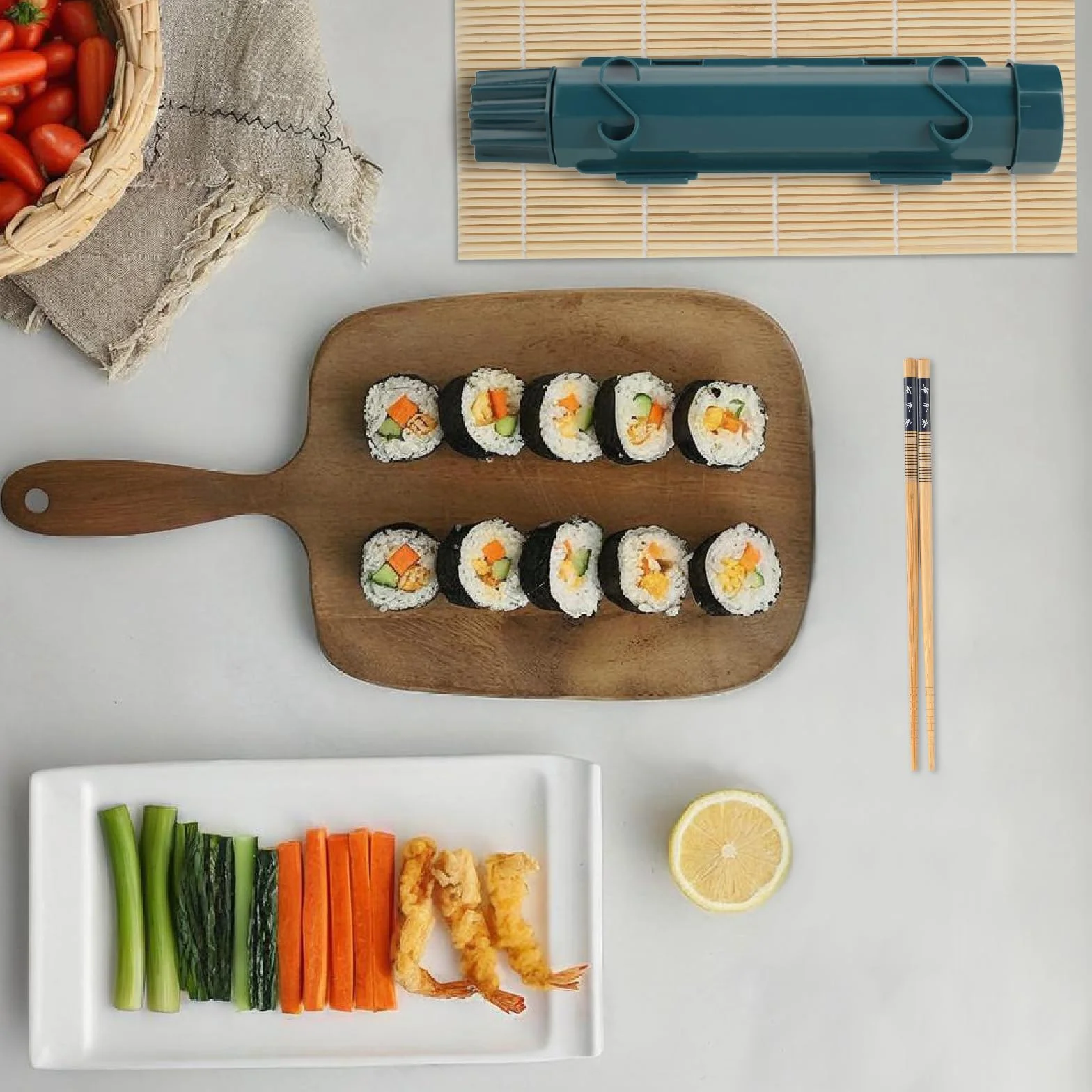 4-częściowy zestaw do sushi, wielofunkcyjna maszyna do sushi, nadaje się do produkcji kulek ryżowych, "zrób to sam", zestaw dla początkujących