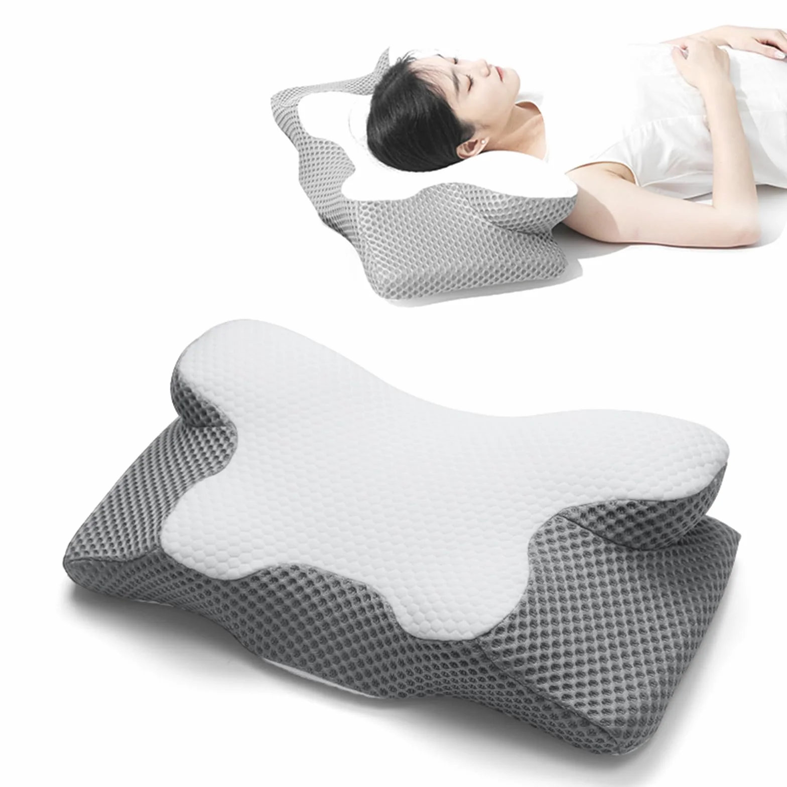 Poduszka Podpierająca Kark z Pianki Z Pamięcią Kształtu,Poduszka Ortopedyczna,Ergonomiczna Poduszka Pod Karkiem Idealna dla Osób śpiących na Boku, Plecach I Brzuchu,60 * 34 * 13/10CM
