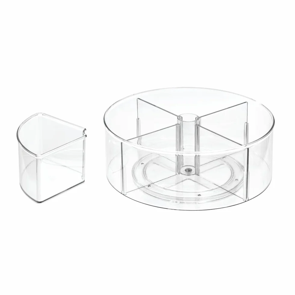 INTERDESIGN The Home Edit 29,2 cm gramofon Lazy Susan z 4 regulowanymi podzielonymi przegródkami, przezroczysty plastik z recyklingu