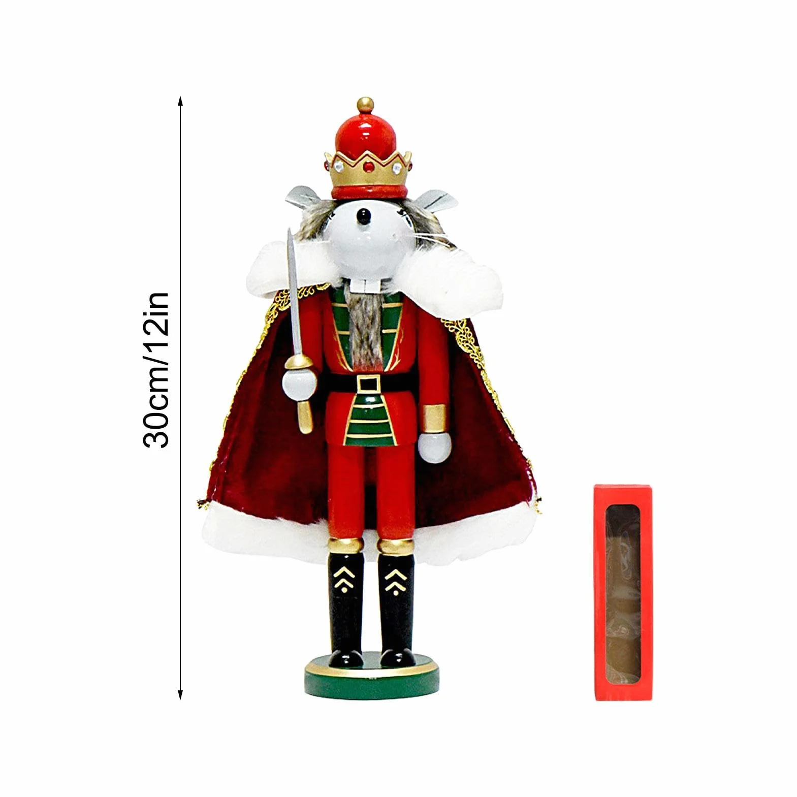 Drewniana dekoracja dziadka do orzechów, statuetka króla myszy, dekoracje ?wi?teczne pó?ki, figurka dziadka do orzechów 30 cm, ?wi?teczna dekoracja, kapry? dekoracja ?wi?teczna, wyj?tkowy dziadek