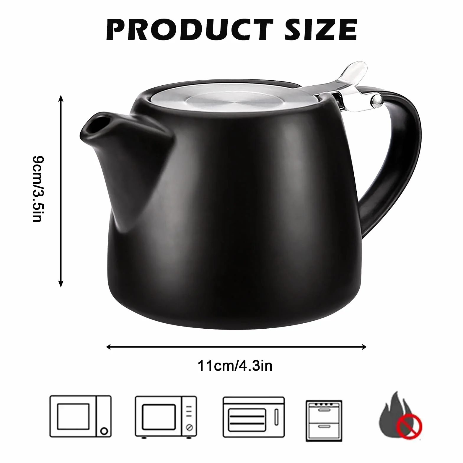 PORFOYO Dzbanek do herbaty z sitkiem, 500 ml, ceramiczny dzbanek do herbaty z wyjmowanym sitkiem ze stali nierdzewnej, ceramiczny dzbanek do herbaty, stal nierdzewna, z drobnymi oczkami, porcelanowy