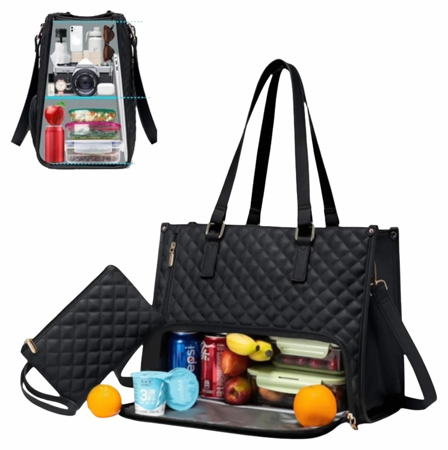 The Ultimate 2 w 1 torba na lunch typu tote combo, torba robocza w 1 torba na lunch, torba na komputer, biuro (czarna)