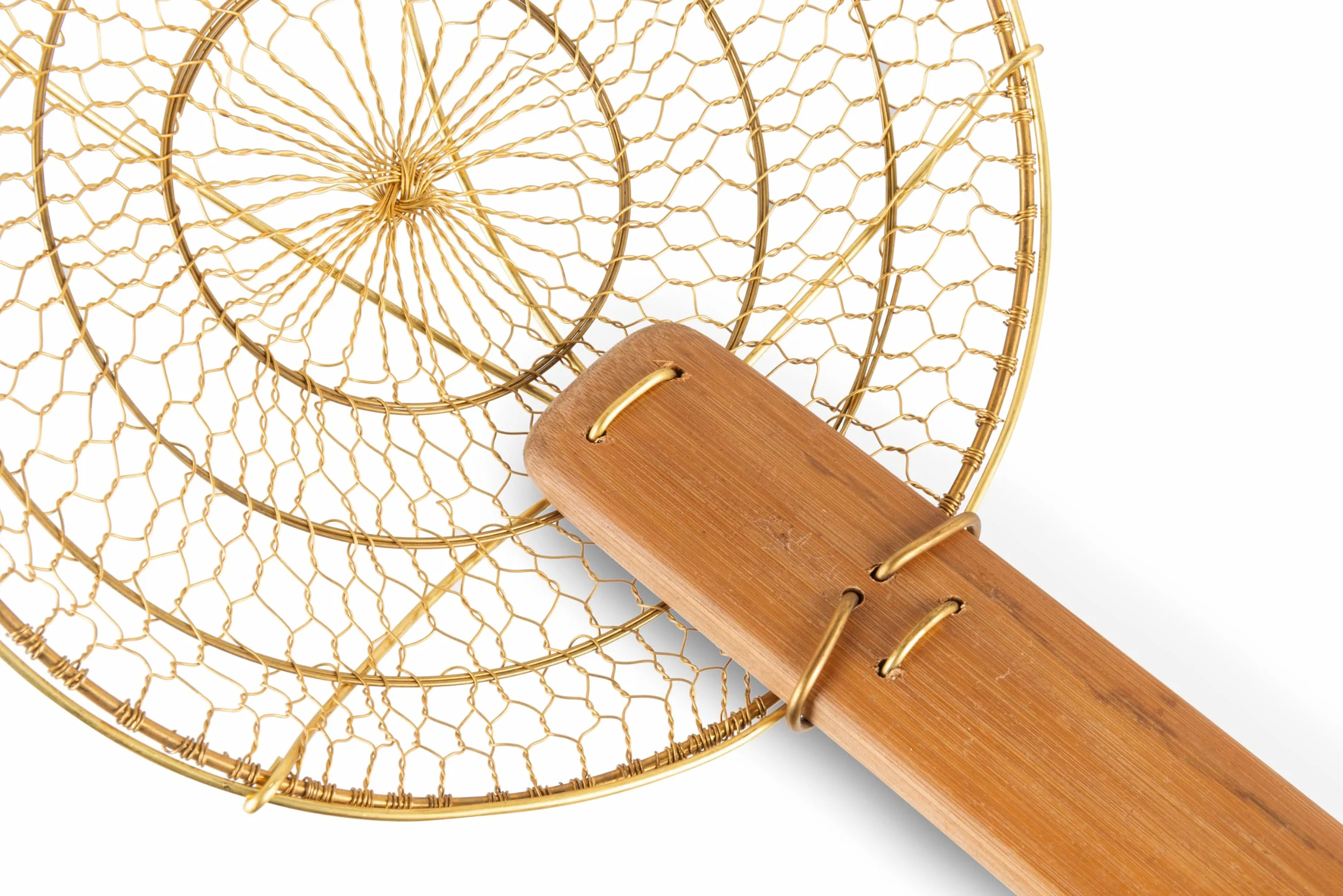 Craft Wok Średnie 20 cm mosiężne sitko siatkowe/skimmer pająk Zhao Li, solidne i eleganckie narzędzie kuchenne do smażenia i odcedzania, autentyczne orientalne naczynia kuchenne - 732 W7-8 cali