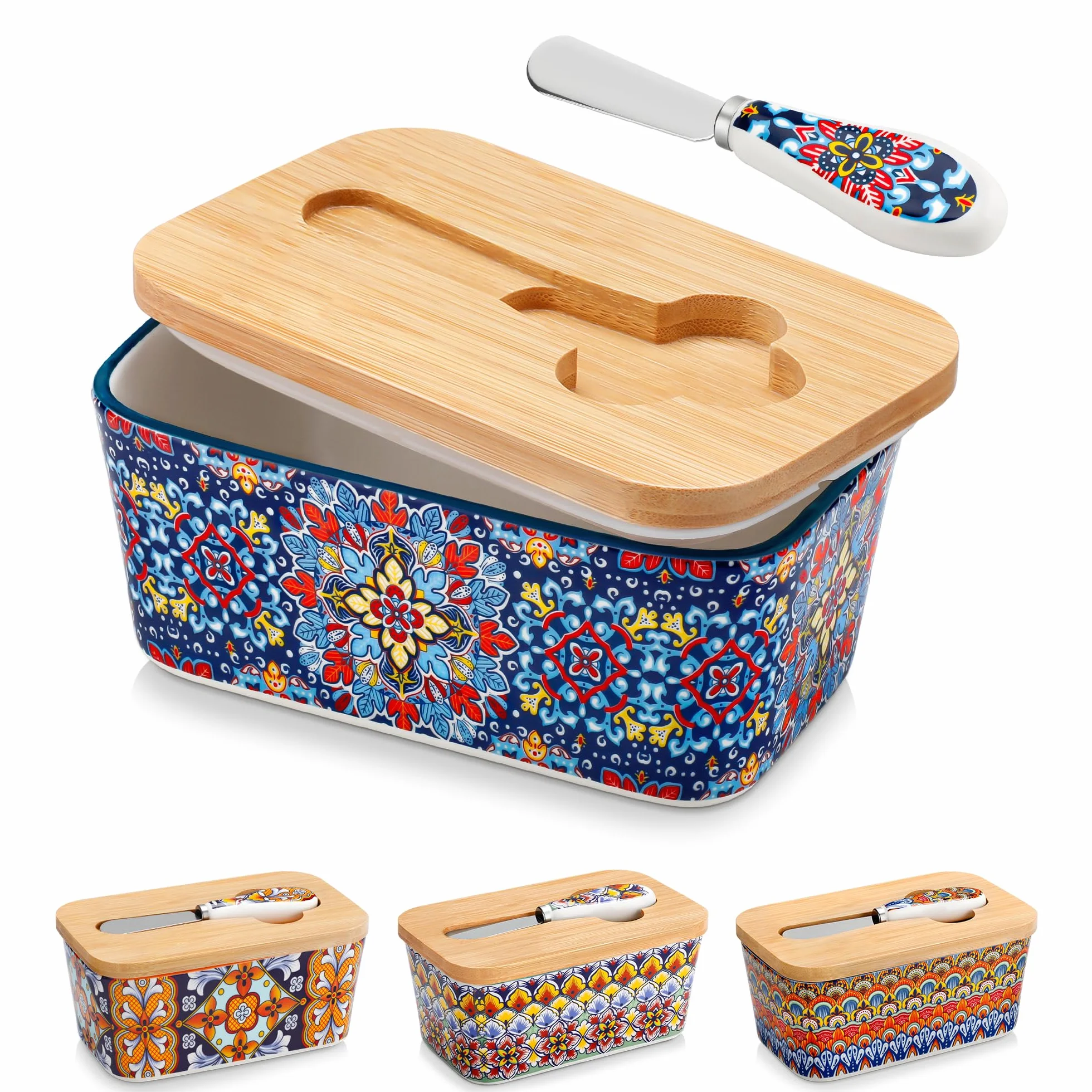 Vancasso SIMI Maselniczka ceramiczna 16,5 cm z pokrywką bambusową i nożem