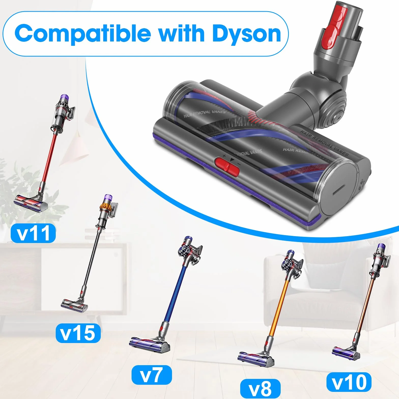 Torque Drive Dysza podłogowa do odkurzacza Dyson V11 V15 V7 V8 V10, szczotka zapasowa do twardych podłóg i dywanów