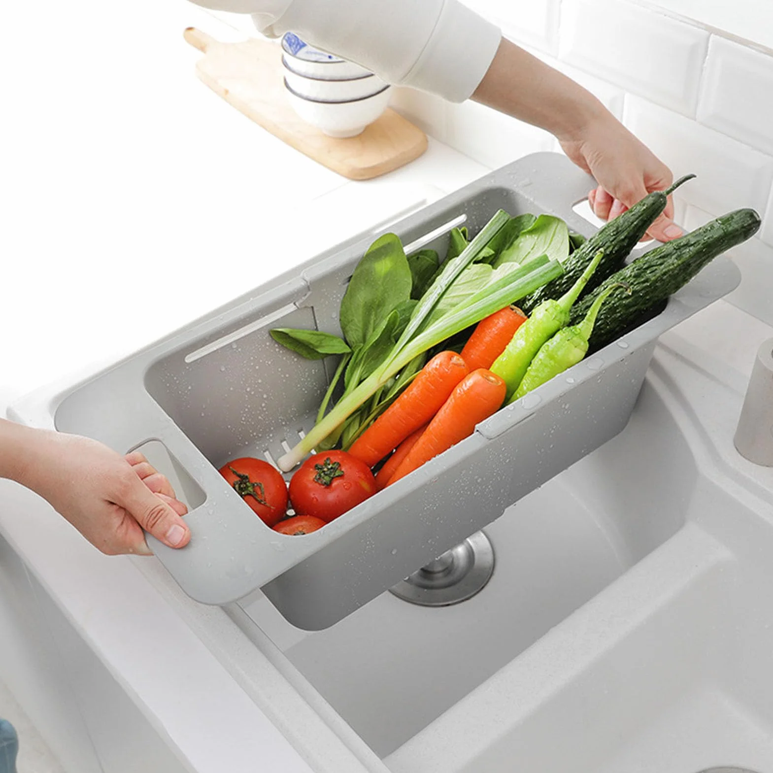 Kosz do Zamrażarki Skrzyniowej, Wysuwany Organizer do Zamrażarki, Regulowany Organizer z Uchwytem o Długości 40–52 Cm, ładowność 15–25 Kg, Kosz do Przechowywania Zamrażarki do
