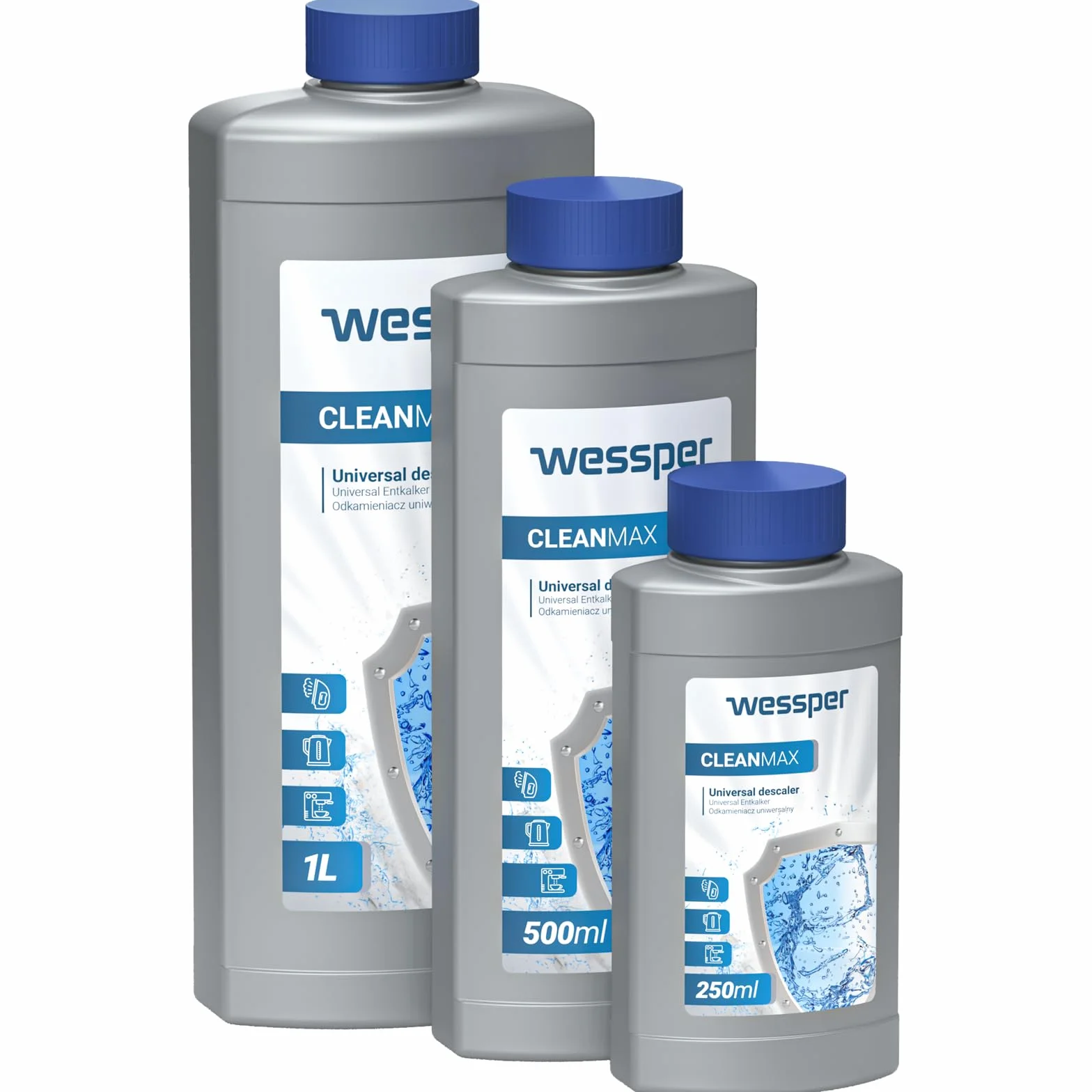 Wessper 2 Sztuki Odkamieniacz do Ekspresu do Kawy 1000 ml | Kompatybilny z Delonghi, Senseo, Saeco, Nespresso, Jura, Siemens, Miele