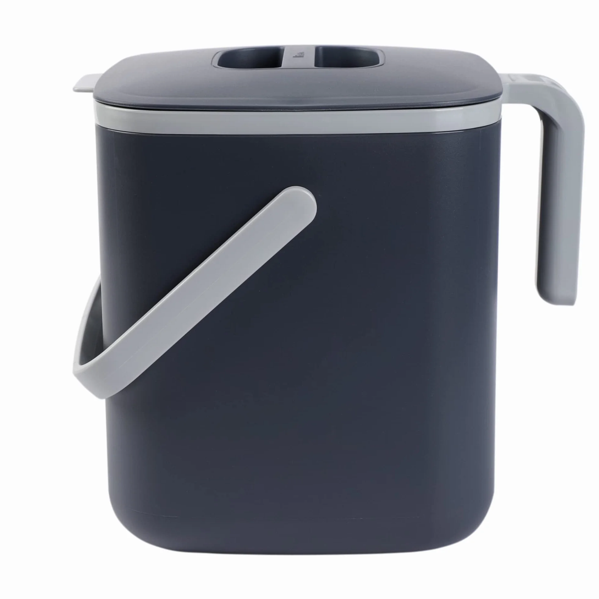 BLUE GINKGO Kuchenny kosz na kompost, 5 l, łatwy do czyszczenia, do kuchni, z uchwytami, kosz na kompost na blat kuchenny, wiadro na żywność (wyprodukowano w Korei), szary
