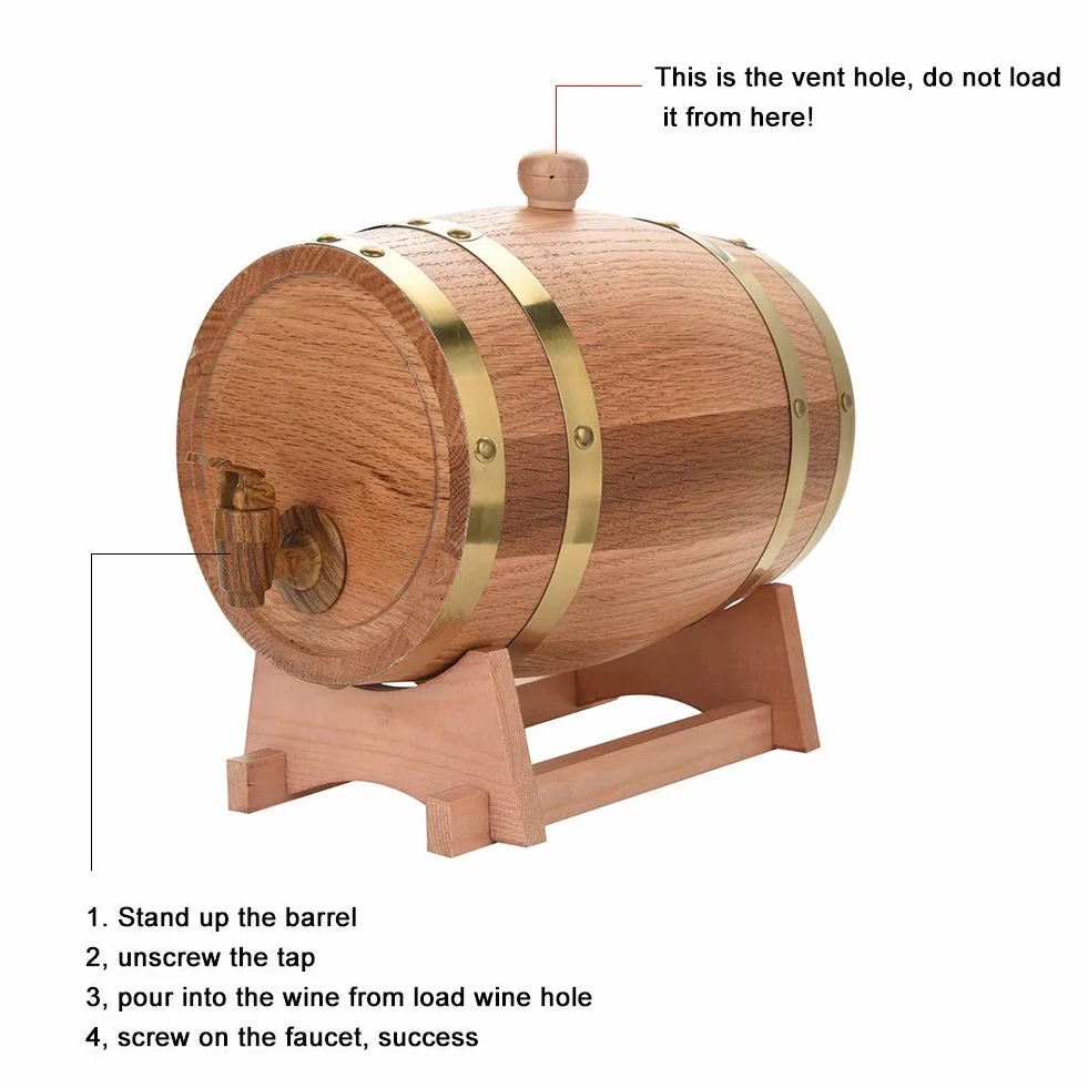 Oak Bar And Restaurant 3L Spodek Dębowy Beczka Dla Wieku 32 × 23 × 23 3L Vintage Dozownik drewna dębowego do whisky Tequila 3L Kran dębowy