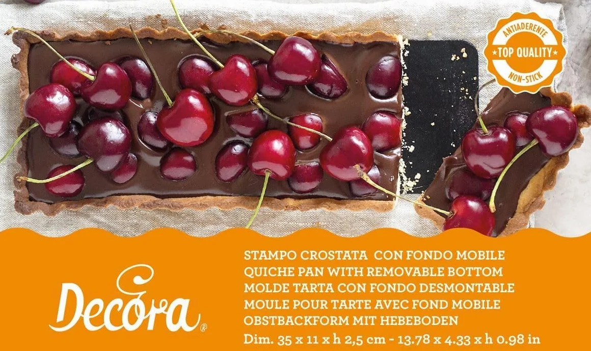 DECORA 0070026 nieprzywierająca forma do tarty 35 x 11 x 2,5 W/zdejmowany dół, Acciaio, szara