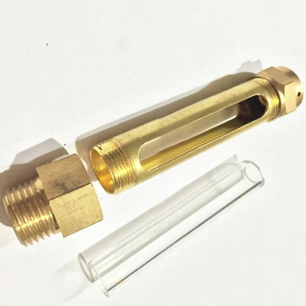 Oil Level Indicator, Length 80/100/150/200mm M10 M12 M16 1/4" 3/8" 1/2" BSP Lube Devices Brass Oil Level Gauge Indicator Sight Glass for Lathes Sump 1PC(Length 150mm,1/2")