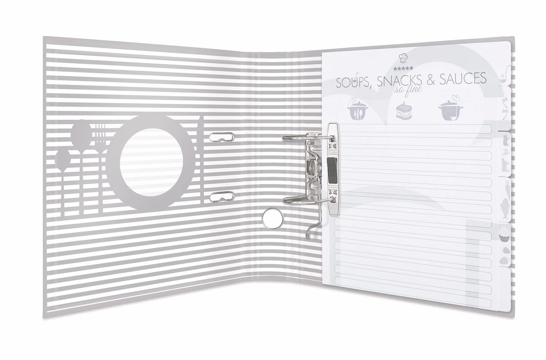 HERMA 19662 Recipe Folder A4 for Writing Yourself Star of the Kitchen, 7 cm Wide, Recipe Book with Index for Filing, Motif Ring Binder with Inner Print for Kitchen and Household for Cooking Recipes