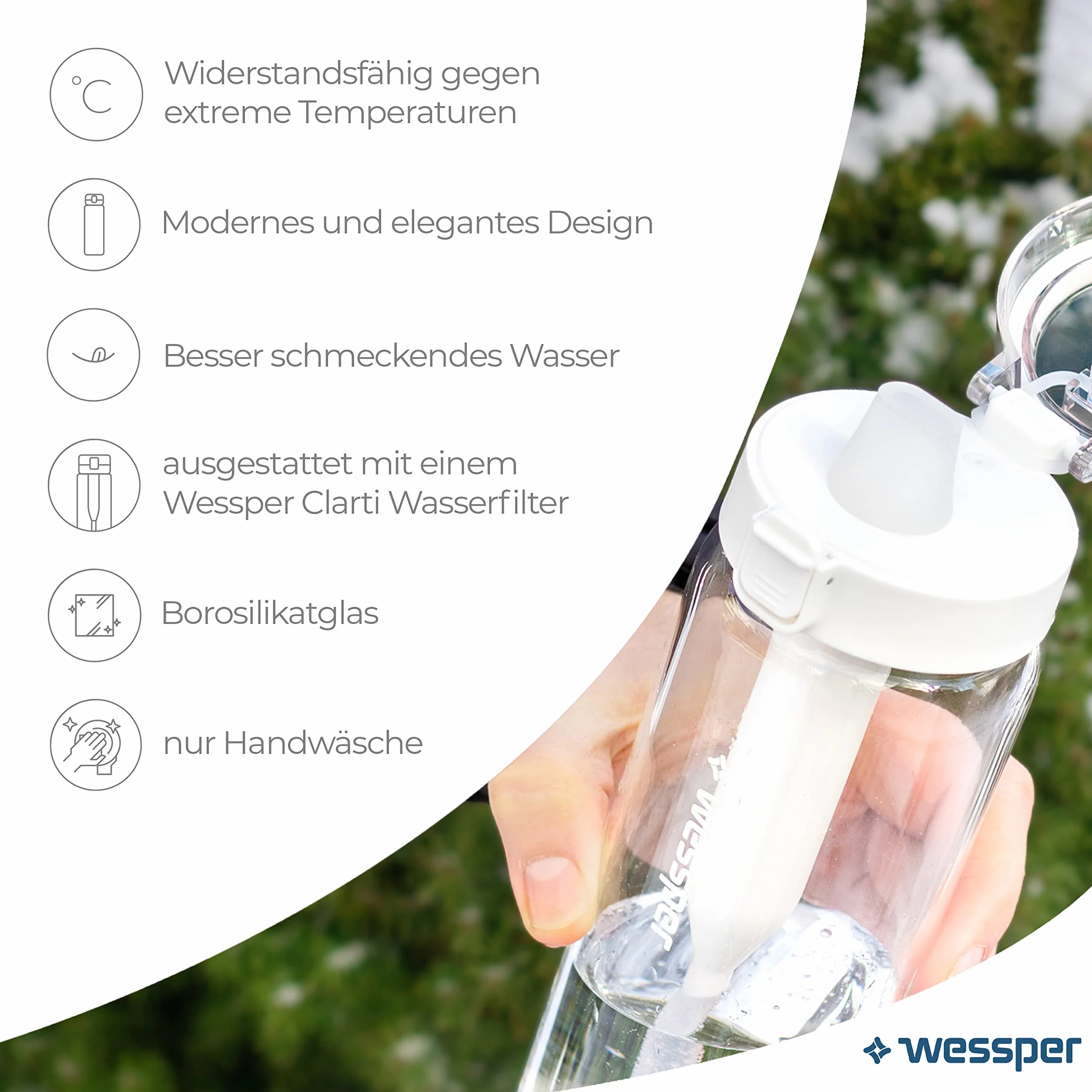 Butelka do picia ze szkła 680 ml z filtrem do wody WESSPER