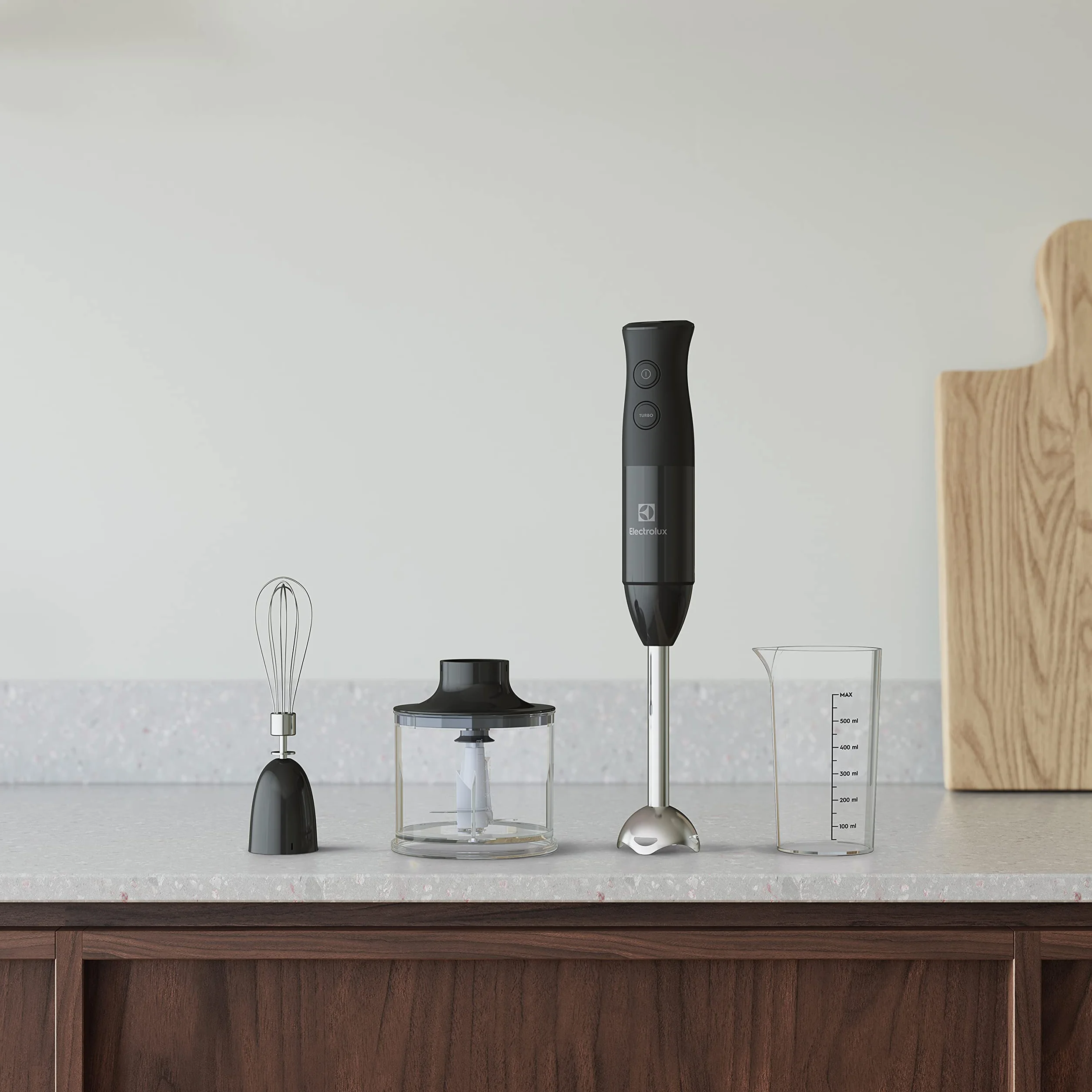 Electrolux Blender Ręczny Create 4 E4HB1-6GG, Rozwiązanie TruFlow, Blenderowy, Funkcja Turbo, Wydajny silnik o mocy 600W, Liczba ustawień 10, Urządzenie nie zawiera bisfenolu, 600 ml, Czarny