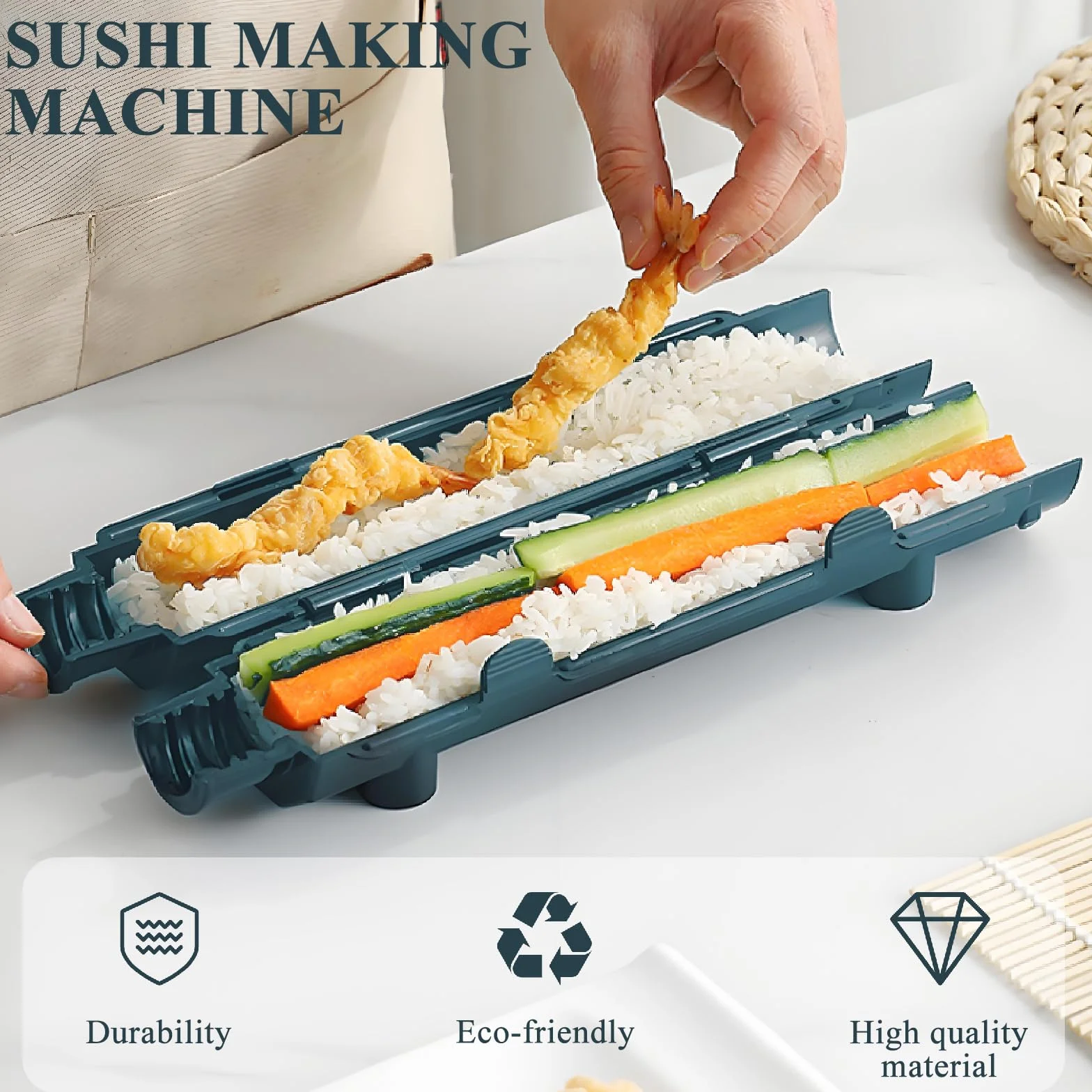 4-częściowy zestaw do sushi, wielofunkcyjna maszyna do sushi, nadaje się do produkcji kulek ryżowych, "zrób to sam", zestaw dla początkujących