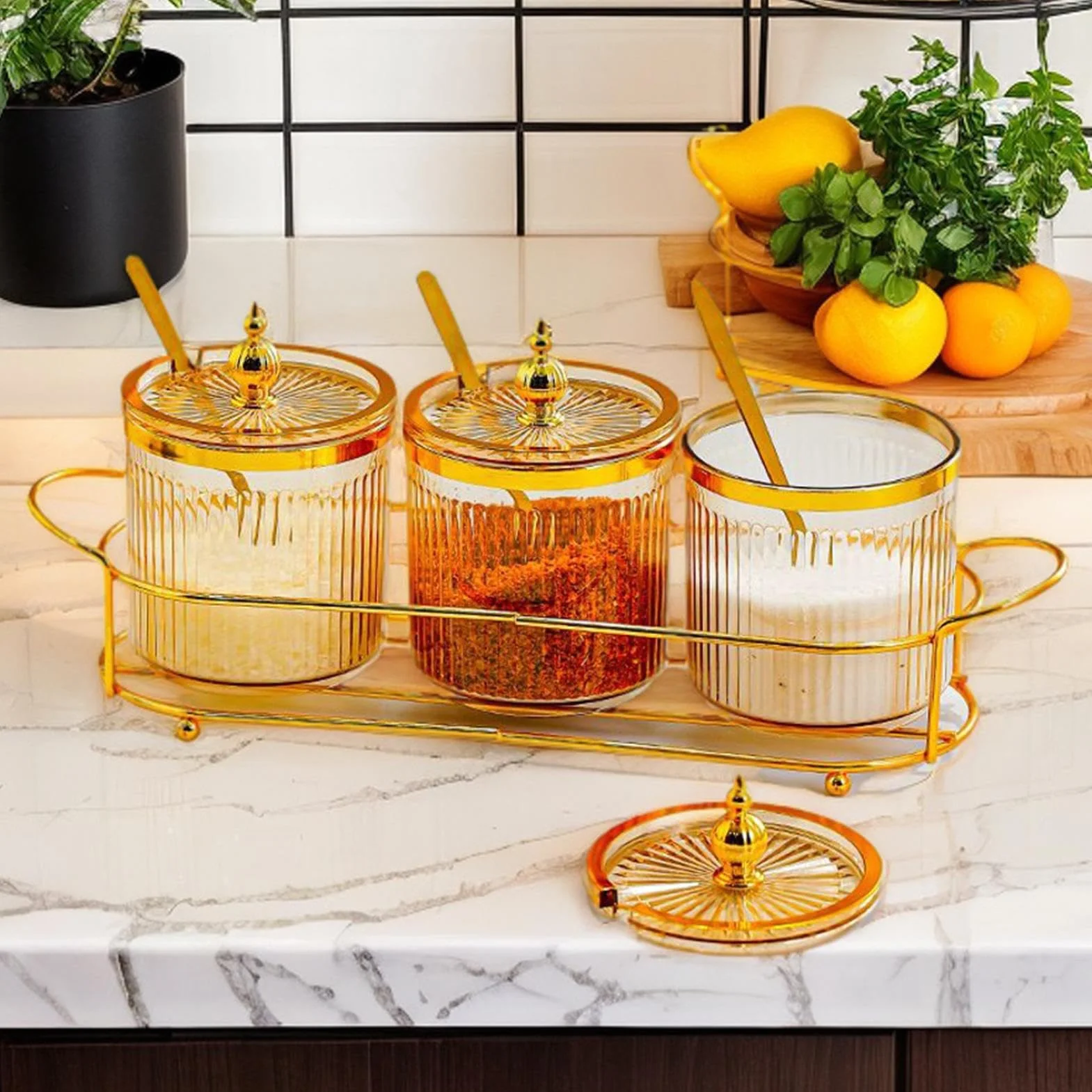 Seasoning Jars Airtight Storage Pot Set, Condiment Bottles with Lid and Spoon Sugar Salt Spices, Compact Seasoning Organizer for Kitchen Pantry Restaurant Fridge Camping Drawe