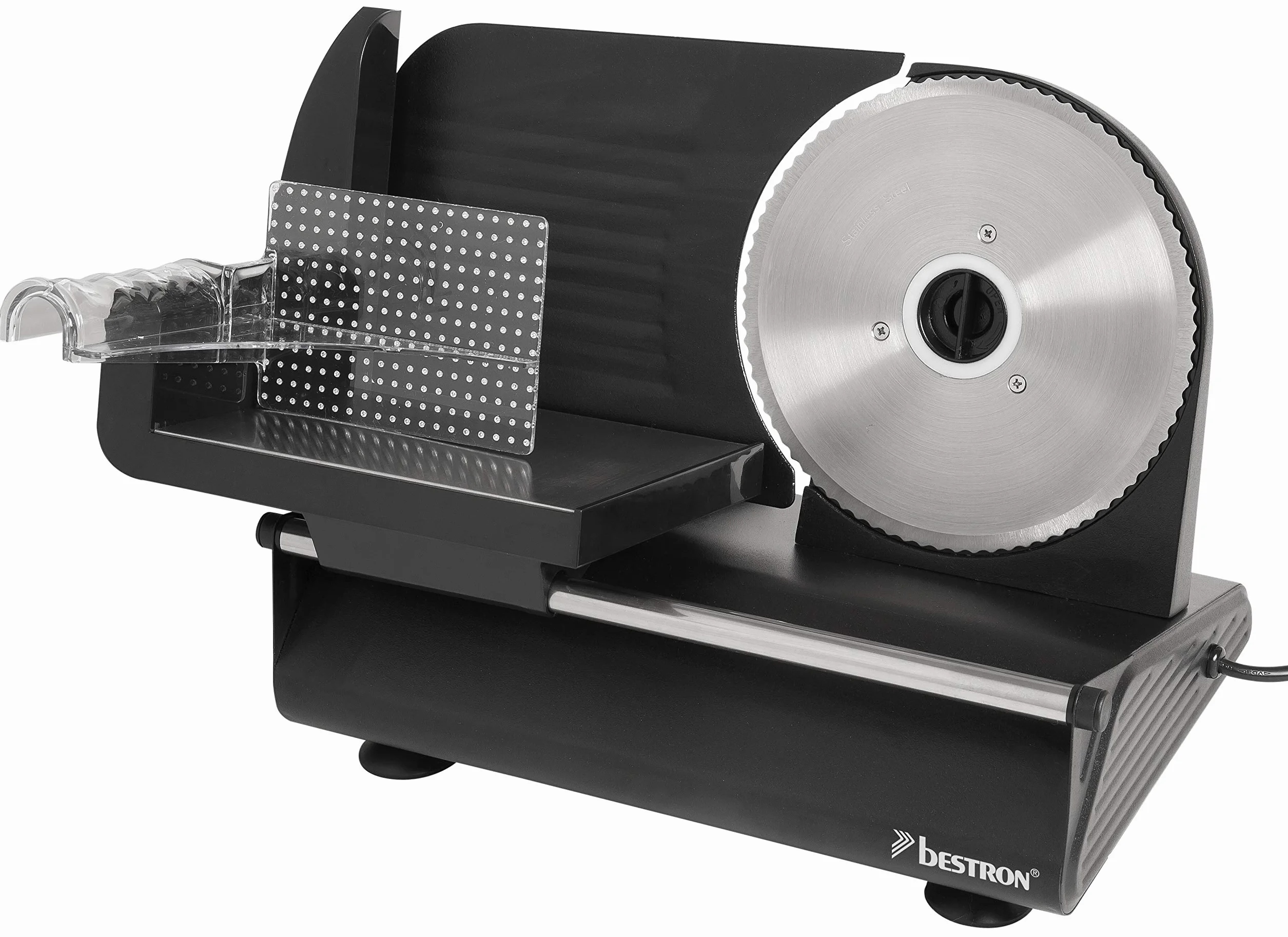 Bestron Krajalnica uniwersalna, grubość cięcia 0-15 mm, 2 prędkości, 150 W, czarna