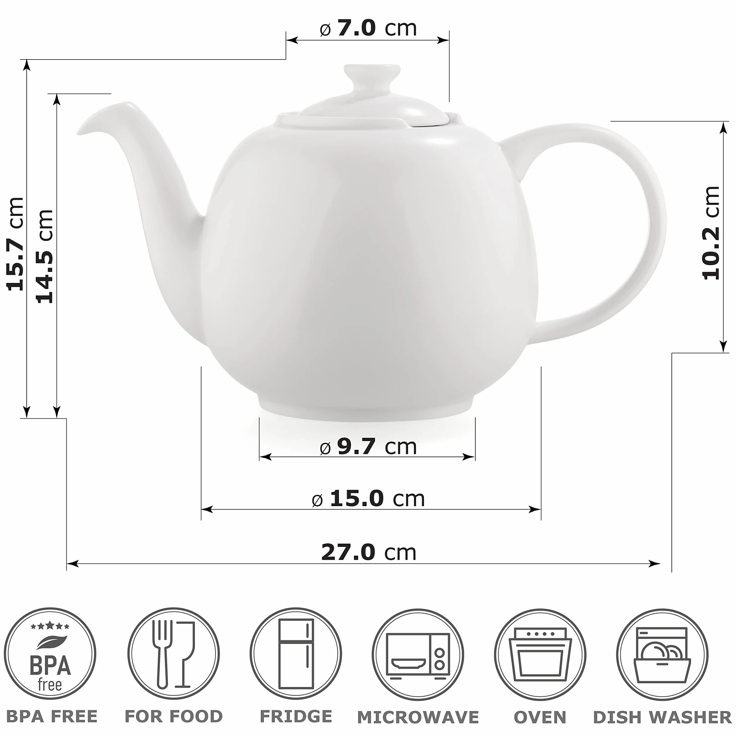 Czajniczek Swansea 1,6 l biały do użytku z torebkami herbaty/filtrami ze stali nierdzewnej nie wchodzi w zakres dostawy.
