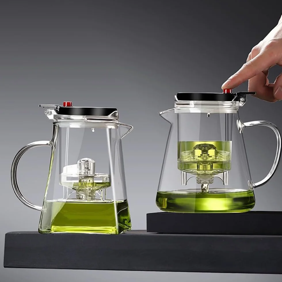 Szklany dzbanek do herbaty ze stali nierdzewnej z infuserem 1000ML Biały