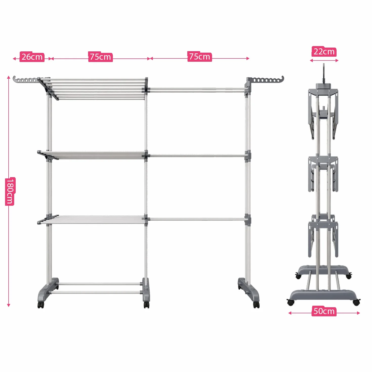 Suszarka na Pranie Pionowa Stojaca Universal Aluminium Vertical Clothes Drying Rack na Balkon/Ogrodowa