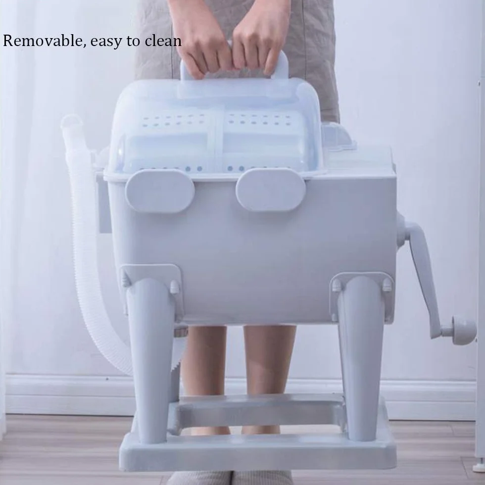 Przenośna mini pralka ręczna, nieelektryczna pralka ręczna z suszarką, mała pralka przyjazna dla środowiska, z automatycznym odpływem, do akademika, na kemping