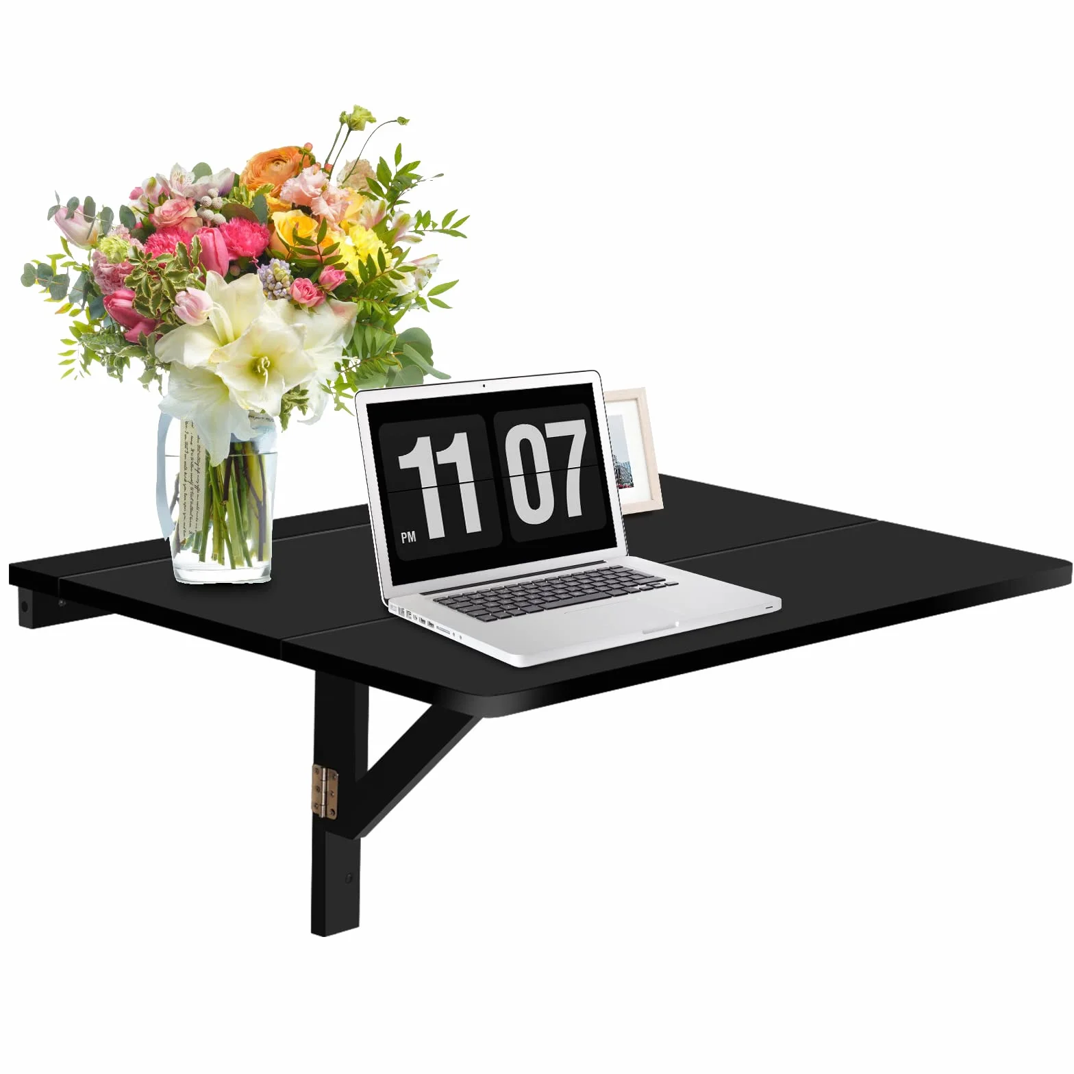 COSTWAY Składany Stół Ścienny 80 cm x 60 cm, Z Nóg Z Drewna Sosnowego, Oszczędzający Miejsce Do Kuchni, Sypialni, Jadalni, Gabinetu