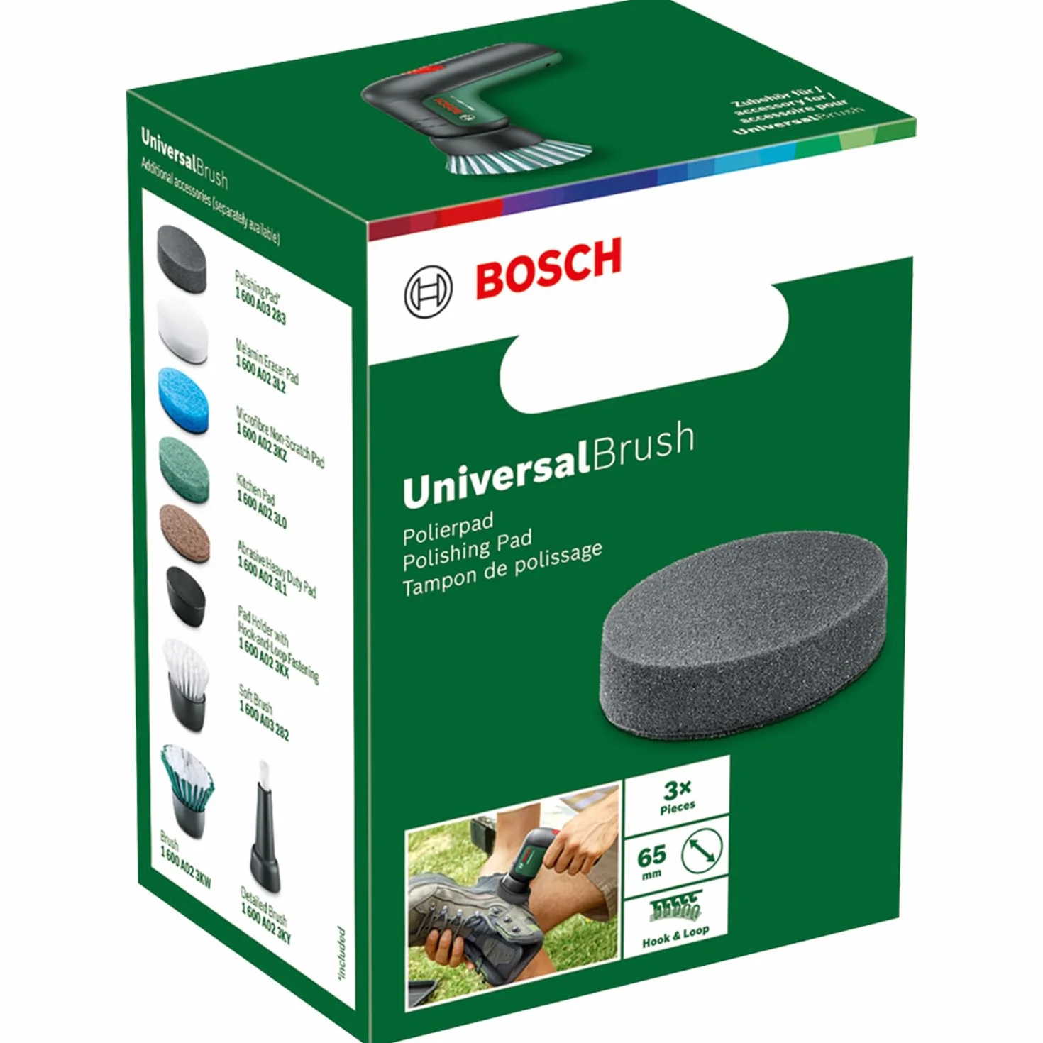 Bosch pad do polerowania do elektrycznej szczotki UniversalBrush (do miękkich materiałów i polerowania, wielokrotnego użytku, można myć w zmywarce w temp. do 50°C)