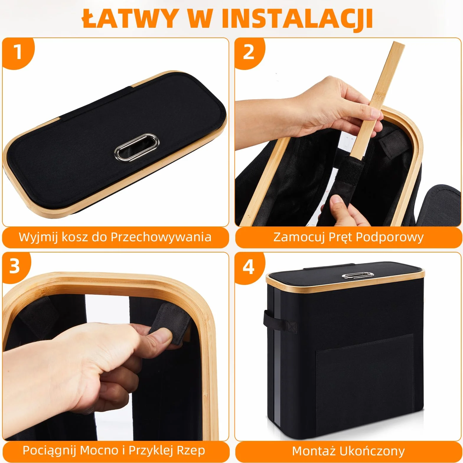 OUSFOT Kosz do Przechowywania Papieru Toaletowego, 32L Organizer Lazienkowy z Pokrywką do przechowywania 12 rolek Kosz na Papier Toaletowy Czarny
