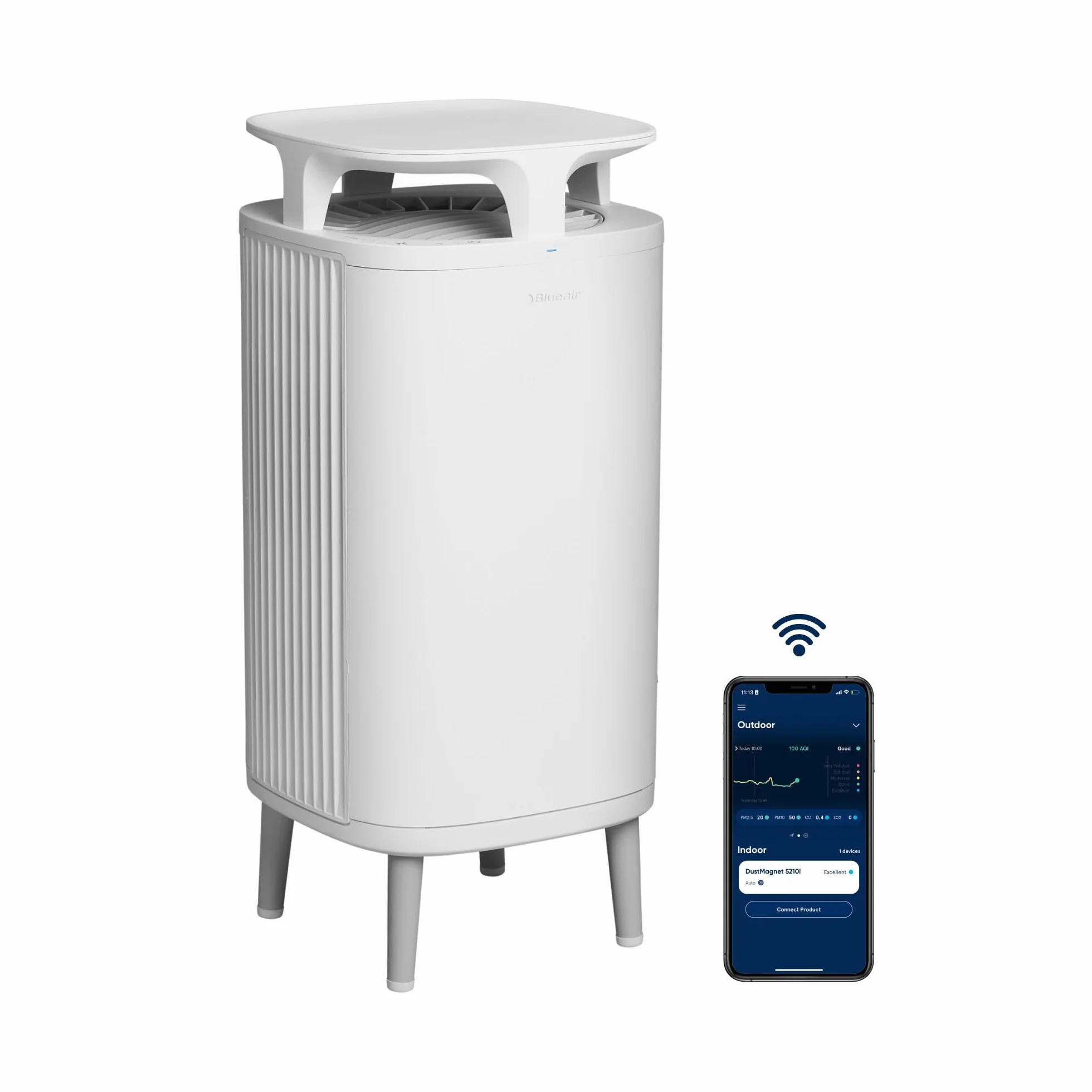 BLUEAIR DustMagnet 5210i Oczyszczacz Powietrza do Domu, Cichy i Skuteczny do Pomieszczeń 48m², Usuwa Bakterie, Alergeny, Sierść Zwierząt i Dym, Biały