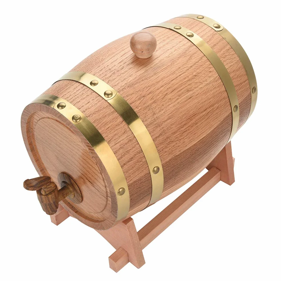 Oak Bar And Restaurant 3L Spodek Dębowy Beczka Dla Wieku 32 × 23 × 23 3L Vintage Dozownik drewna dębowego do whisky Tequila 3L Kran dębowy