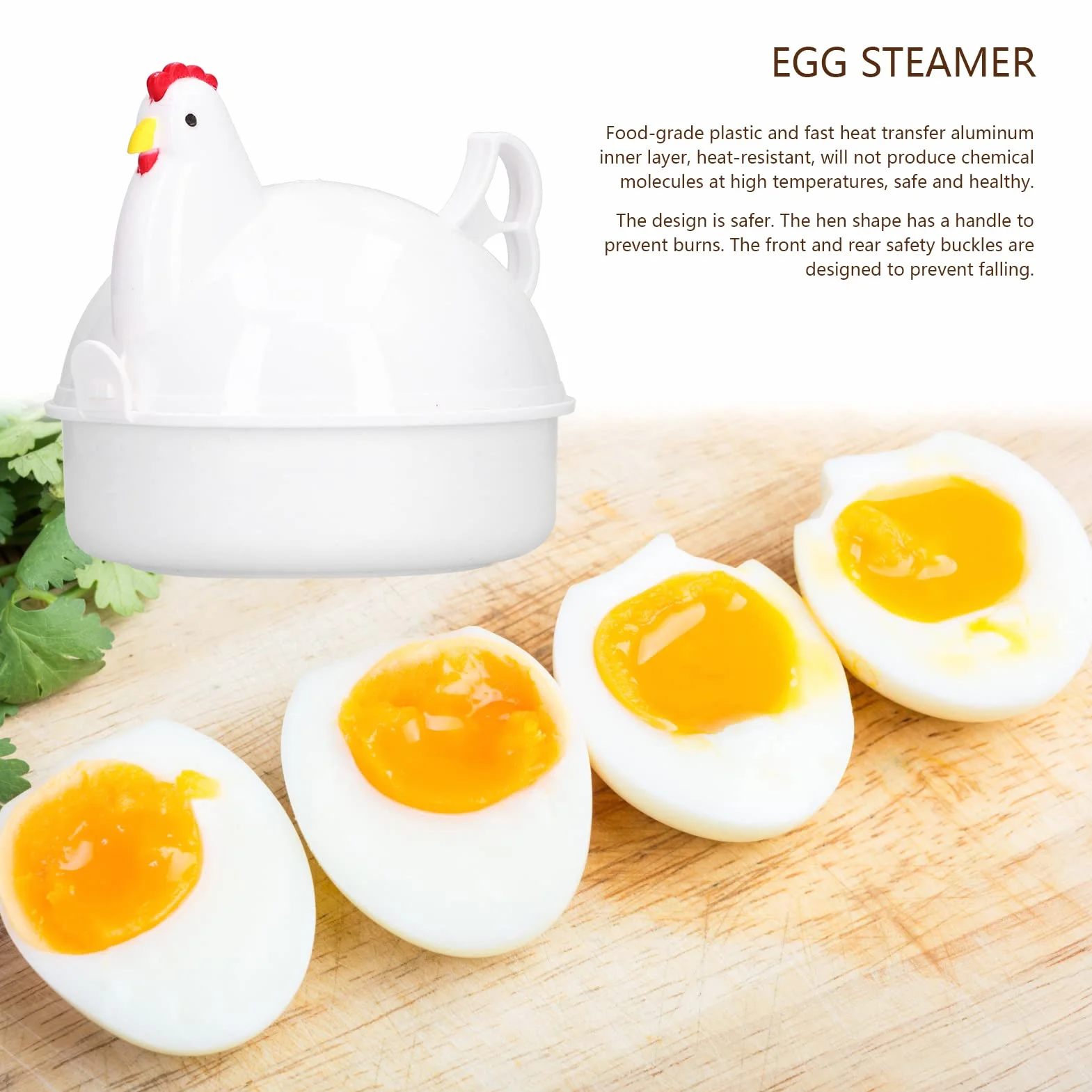 Tyenaza Egg Cooker, 4 Eggs Chicken‑Shaped Heat Microwave Eggs Boiler for Home Kitchen(12.3X13cm)