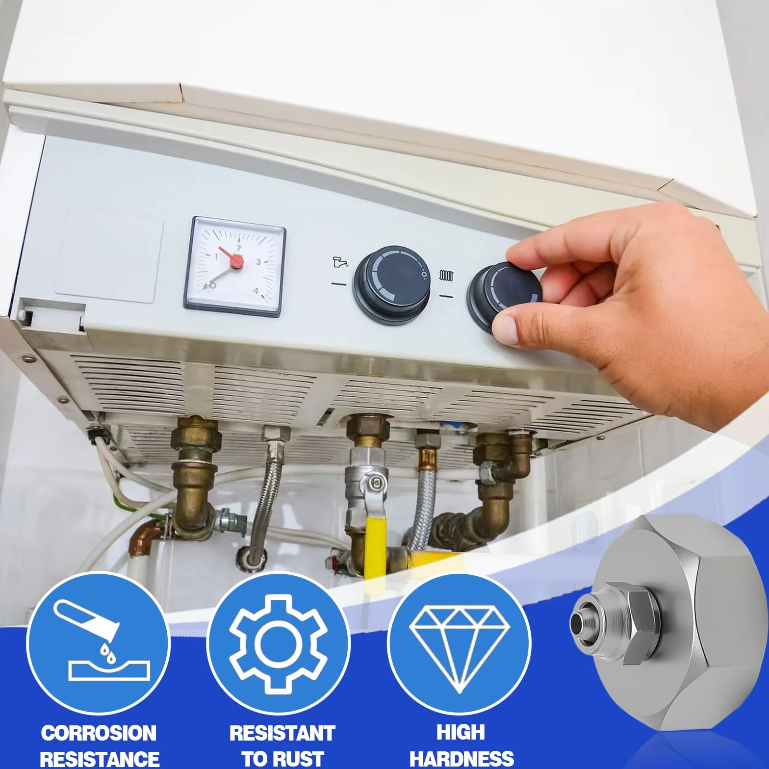 Adapter przyłączeniowy sanitarny do lodówki filtra wody, gniazdo 3/4" na przyłącze 1/4", kompatybilny z lodówkami w Niemczech, lodówkami i zamrażarkami, adapter węża