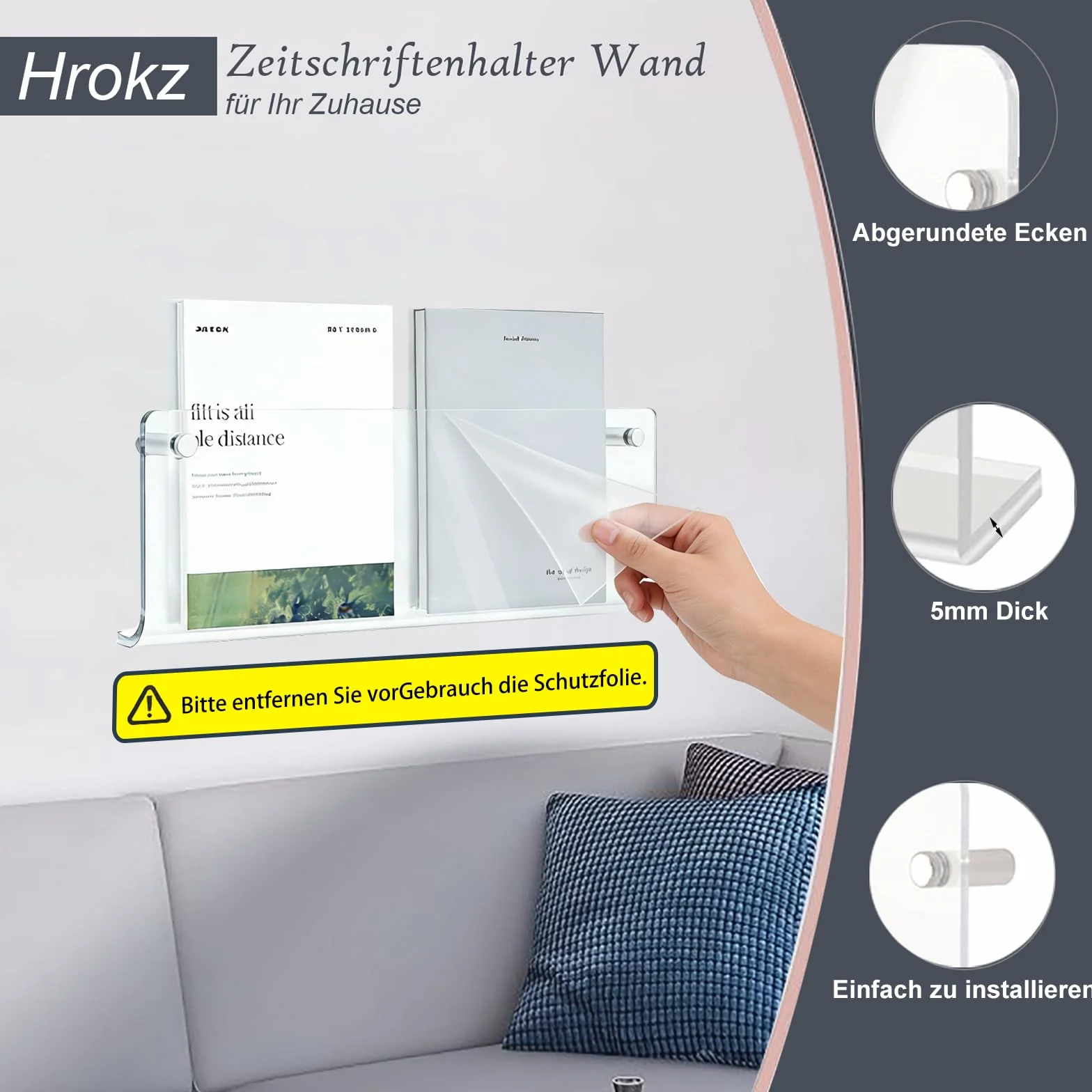 Instalacja klejenia lub wiercenia ścian regałów magazynowych,80cm przezroczysty akrylowy stojak na gazety z kołkami wkrętami samoprzylepnymi, Nowoczesna ścianka na czasopisma do łazienki