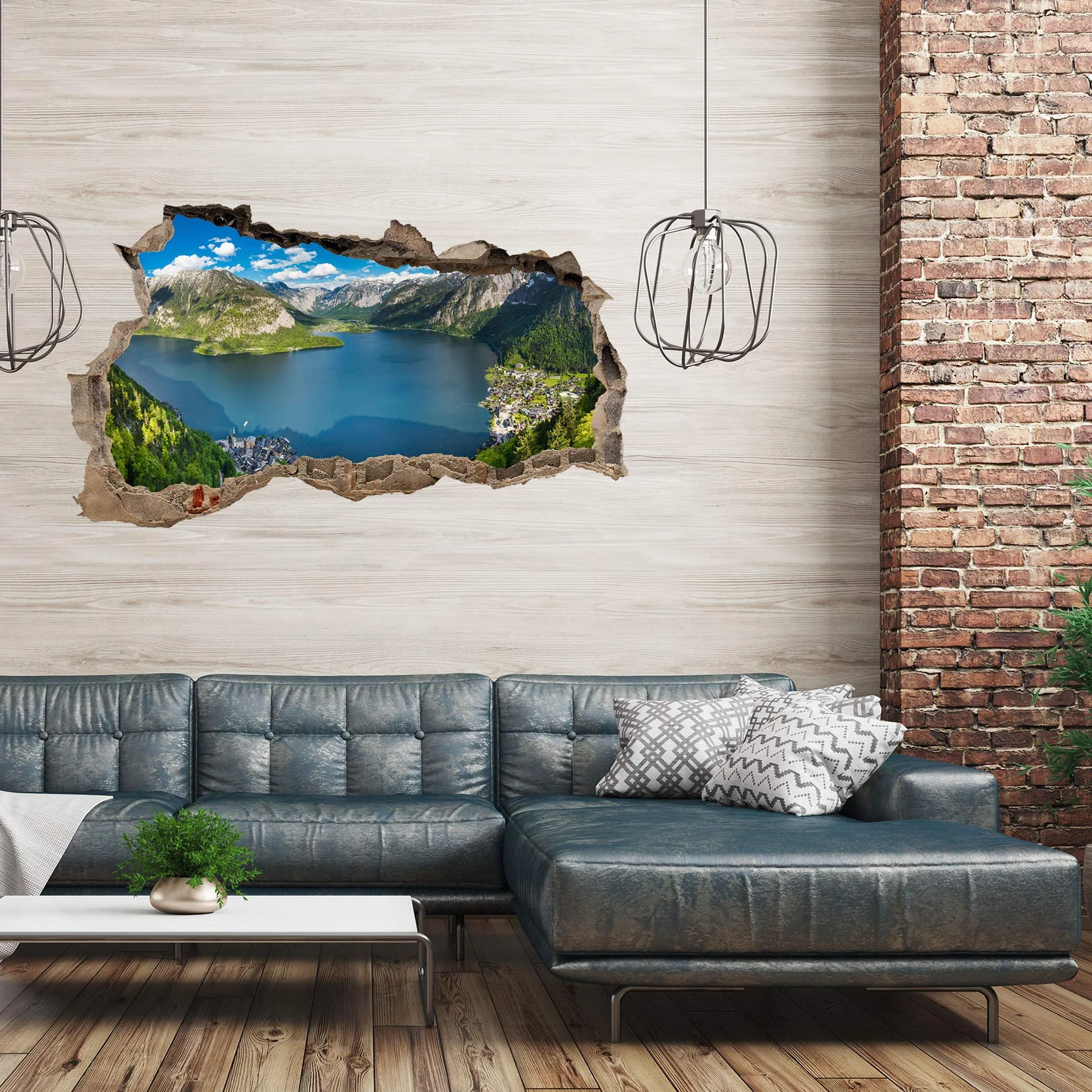 WL47 austriacka naklejka ścienna 3D przełom miasta krajobraz przygoda samoprzylepna wys. 60 x szer. 100 cm
