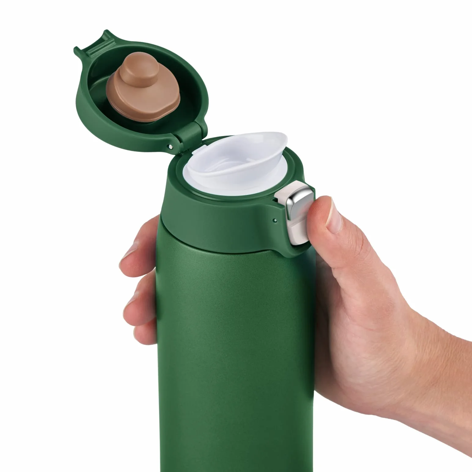 Emsa N21519 Travel Mug Light kubek termiczny, pojemność: 0,4 l, bardzo smukły format, lekki, stal nierdzewna, system zamykania, 100% szczelności, 8 h gorący/zimny przez 16 h, bez BPA, zielony