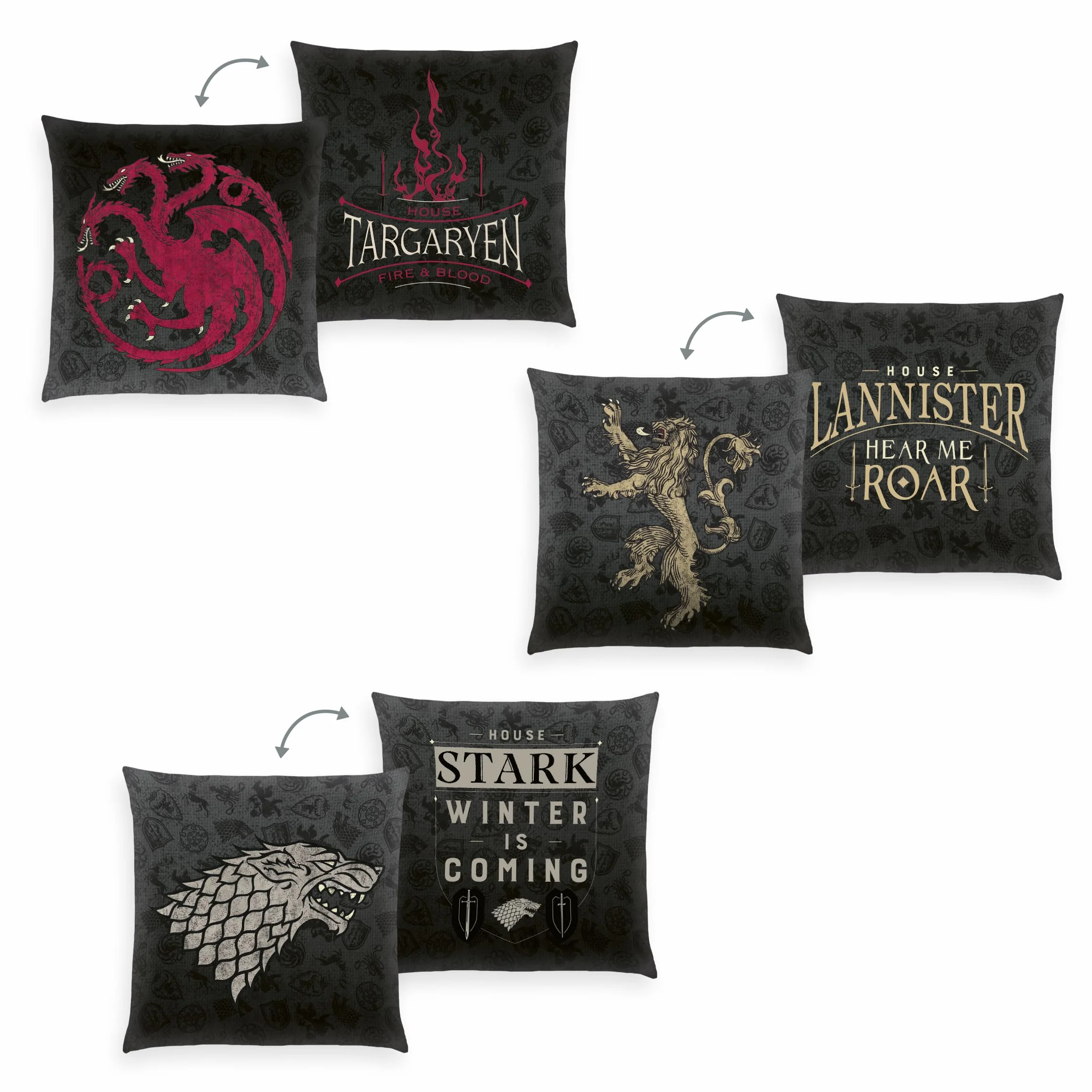 Zestaw 3 poduszek dekoracyjnych Game of Thrones, ok. 40 x 40 cm, 100% poliester