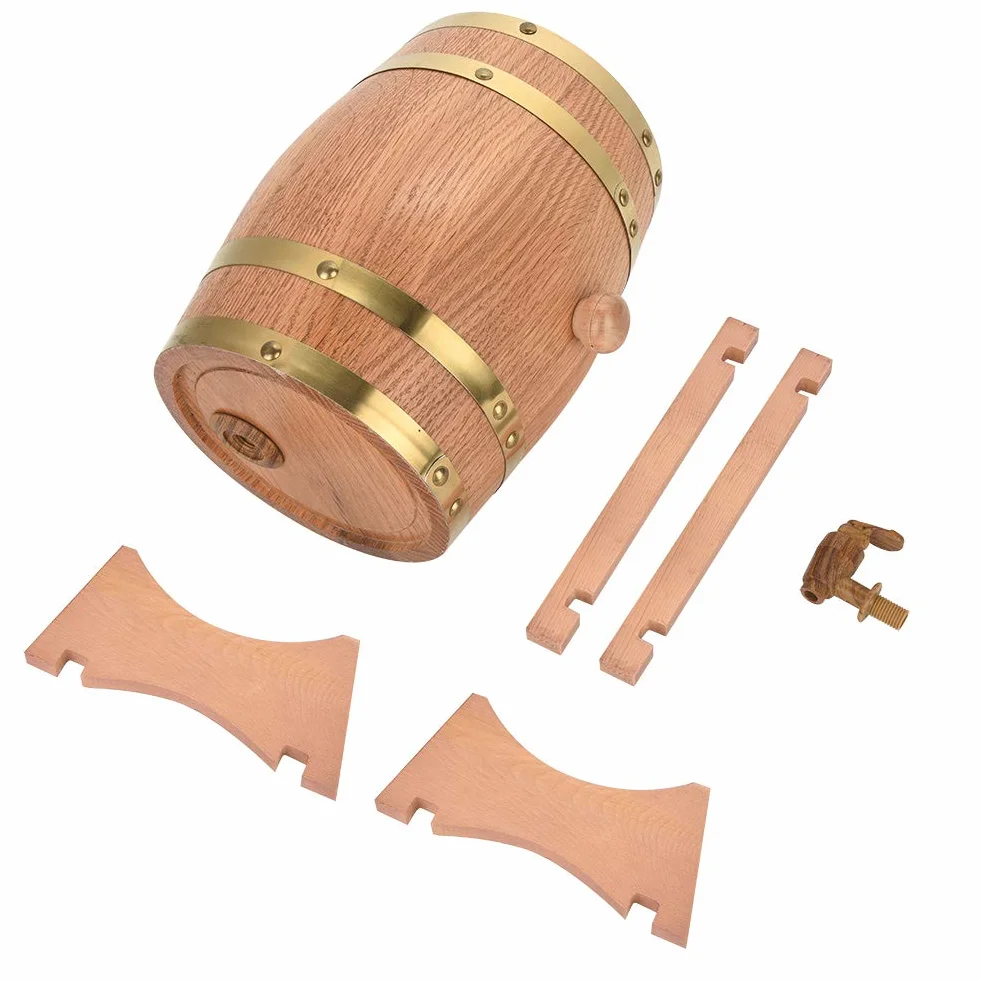 Oak Bar And Restaurant 3L Spodek Dębowy Beczka Dla Wieku 32 × 23 × 23 3L Vintage Dozownik drewna dębowego do whisky Tequila 3L Kran dębowy