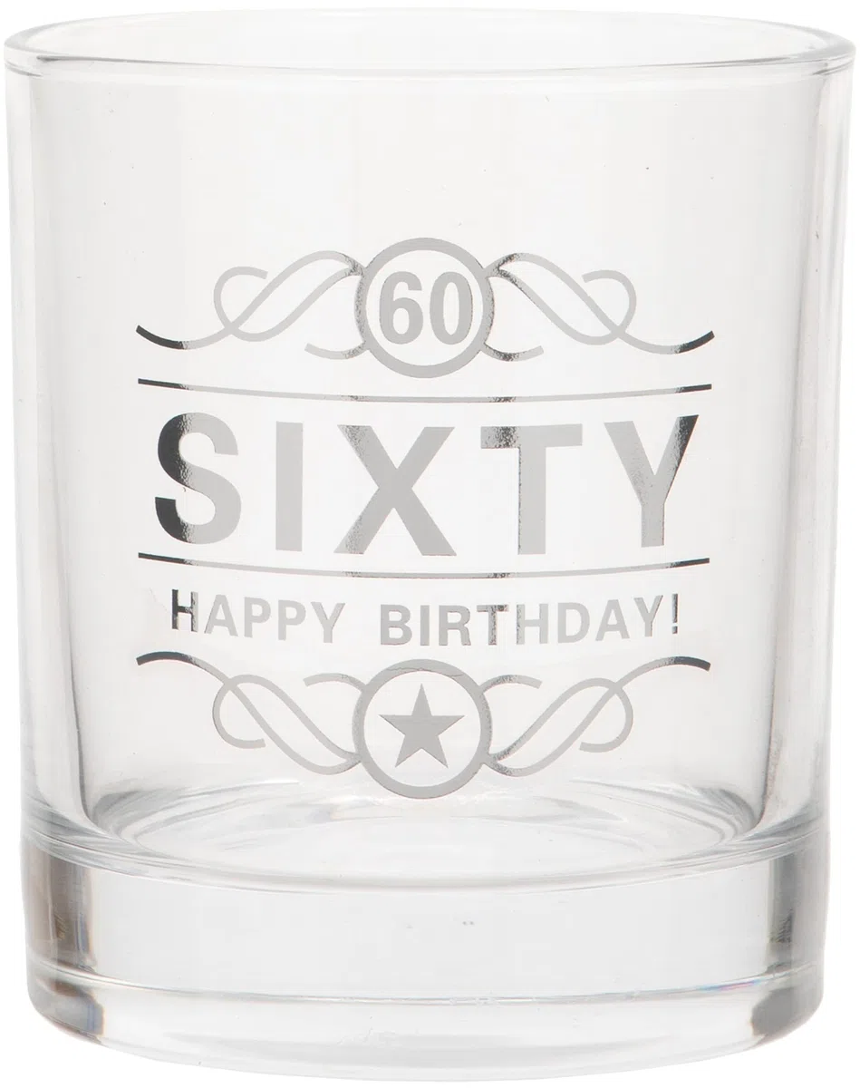 Maturi 60th Birthday Spirit Glass 'Sixty Happy Birthday!', 350 ml, pudełko prezentowe