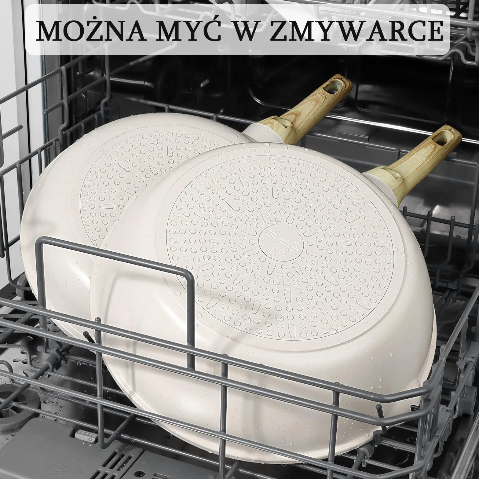 GiPP Patelnia do duszenia o wysokości 24 cm, z pokrywką, nieprzywierająca 2,5 l, patelnia 24 cm, z pokrywką, do wszystkich rodzajów kuchenek, biała