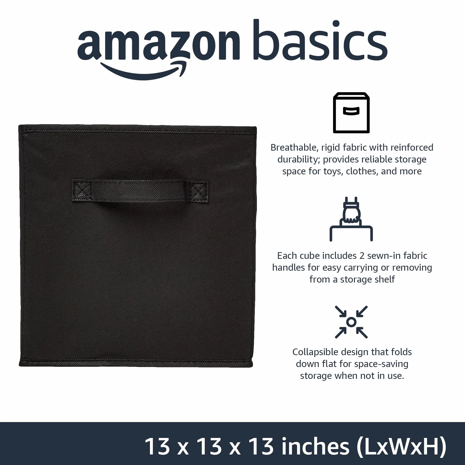 Amazon Basics Składana kostka organizer z tkaniny 33x33x33 cm czarny opakowanie 6 sztuk