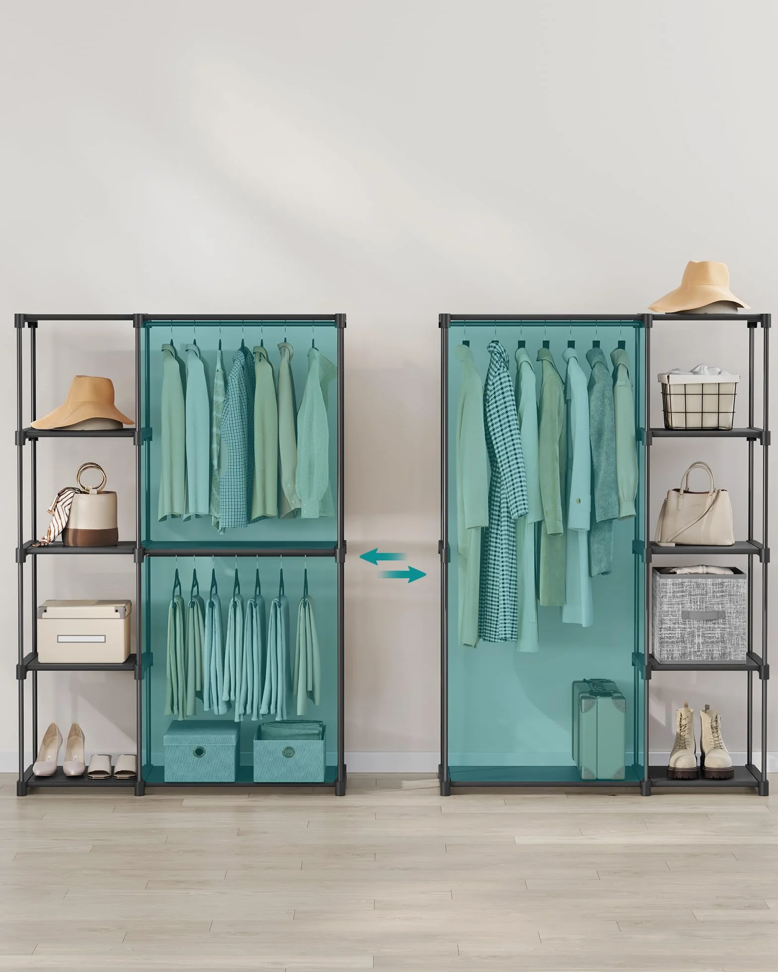 SONGMICS Otwarta szafa wolnostojąca 43 x 124 x 182 cm czarny RYG026B02