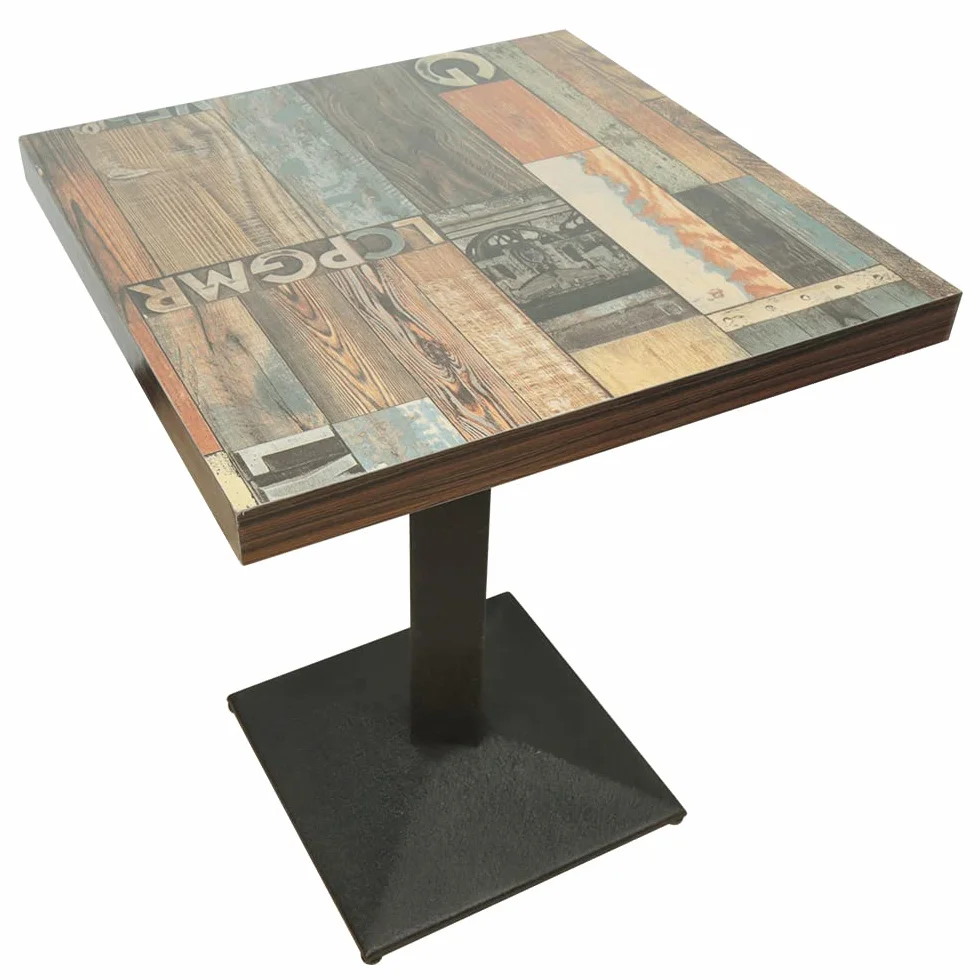 ShiShi Retro Industrial Stolik jadalny, Wysokość w 75 cm, Kwadratowy stół kuchenny, stół kuchenny z metalu i drewna, Stół bistro dla 1-4 osób (Brązowo-czarny D3 60×60×75 cm)