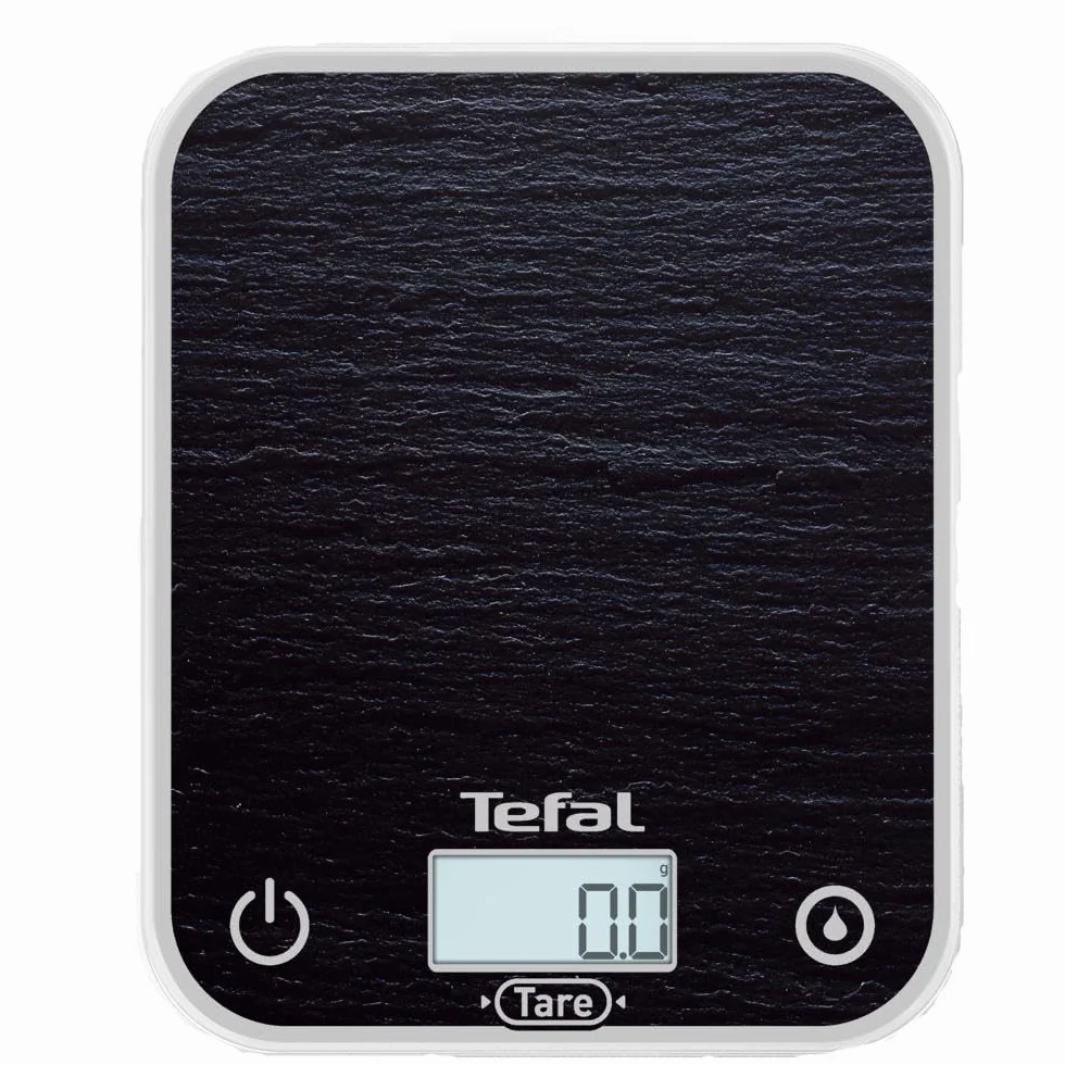 Tefal Optiss, elektroniczna waga kuchenna, czytelny podświetlany wyświetlacz, odporny na zarysowania, pojemność 5 kg, łupek, BC50D2V0