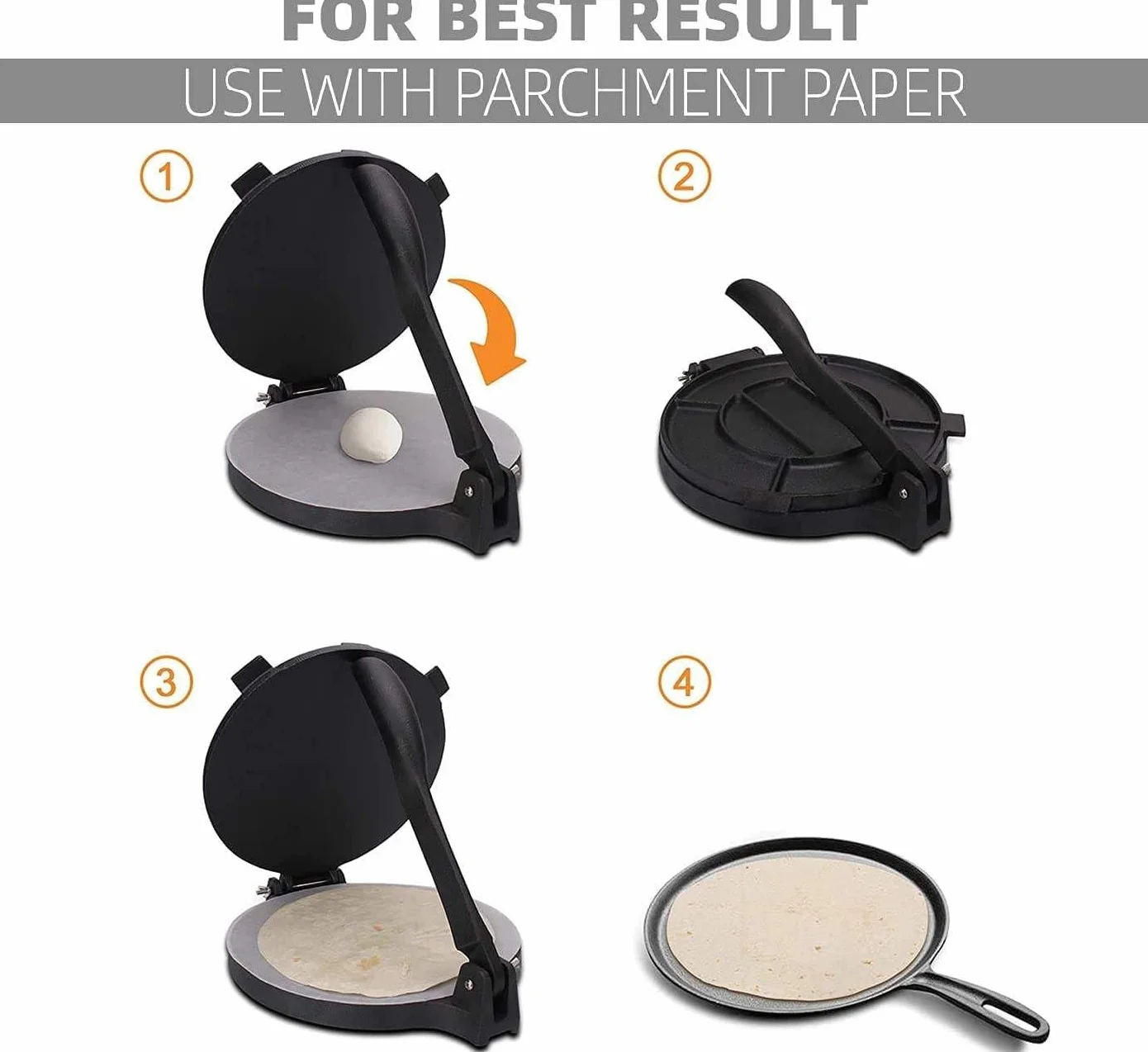 Żeliwna tortilla prasa, roti maker Quesadilla Mąka Narzędzie do robienia omletów w stylu indyjskim Domowy meksykański Skrobak Rolka Prasa Aluminiowa Rotis
